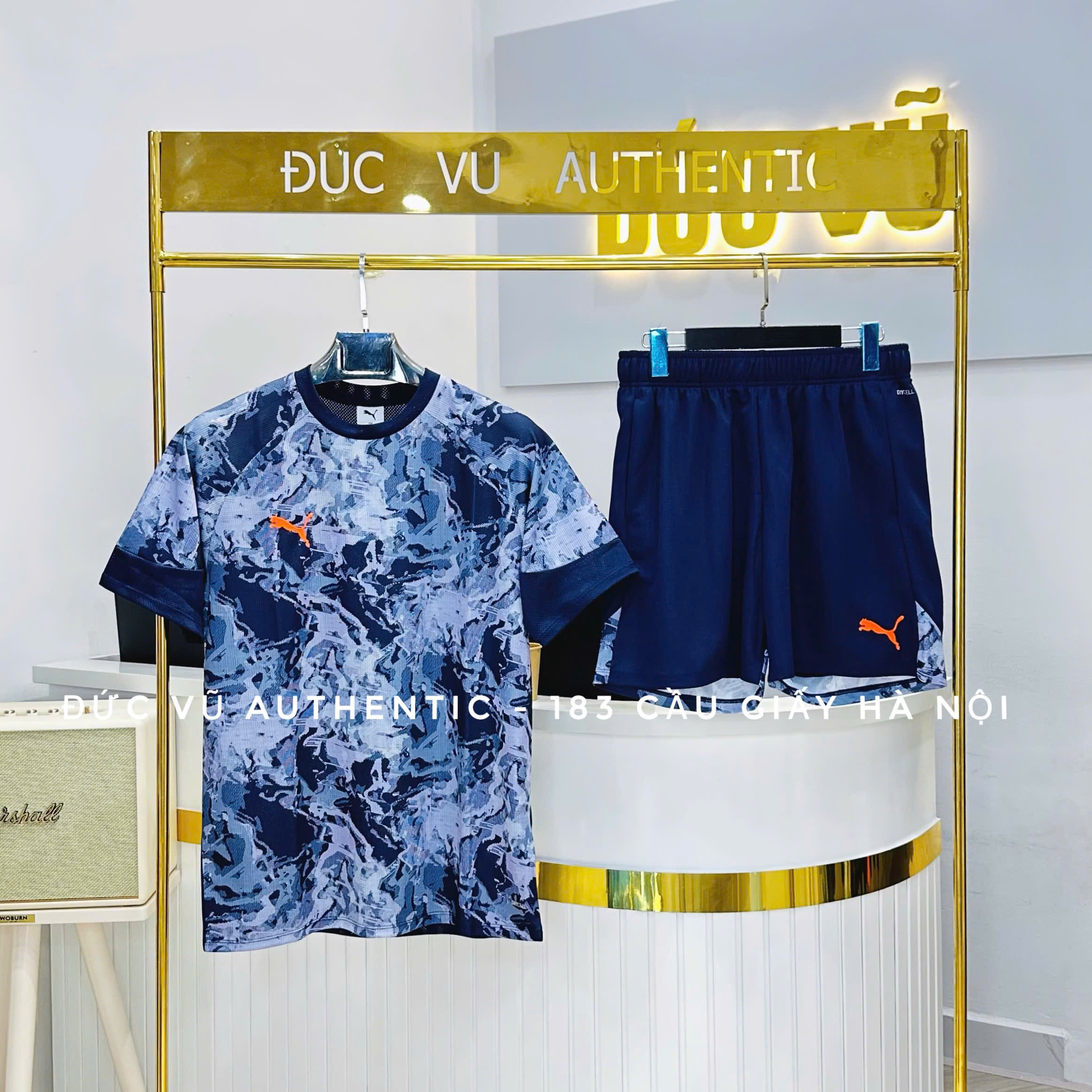 Bộ PUMA INDIVIDUAL PUMAFTBL Pro AOP màu xanh navy