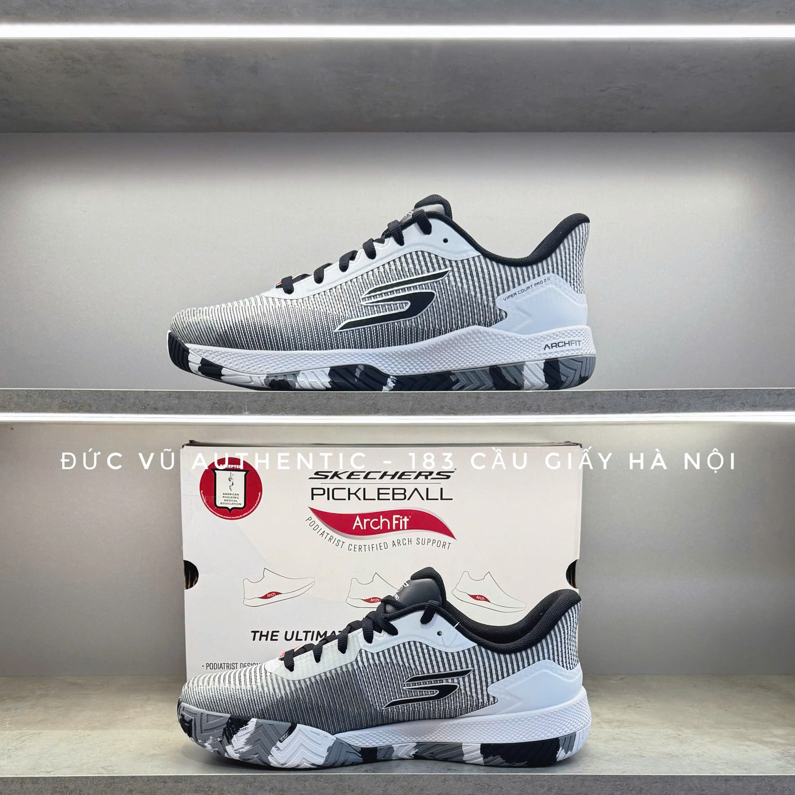 Giày thể thao Skechers Viper Court Pro 2.0 White Black