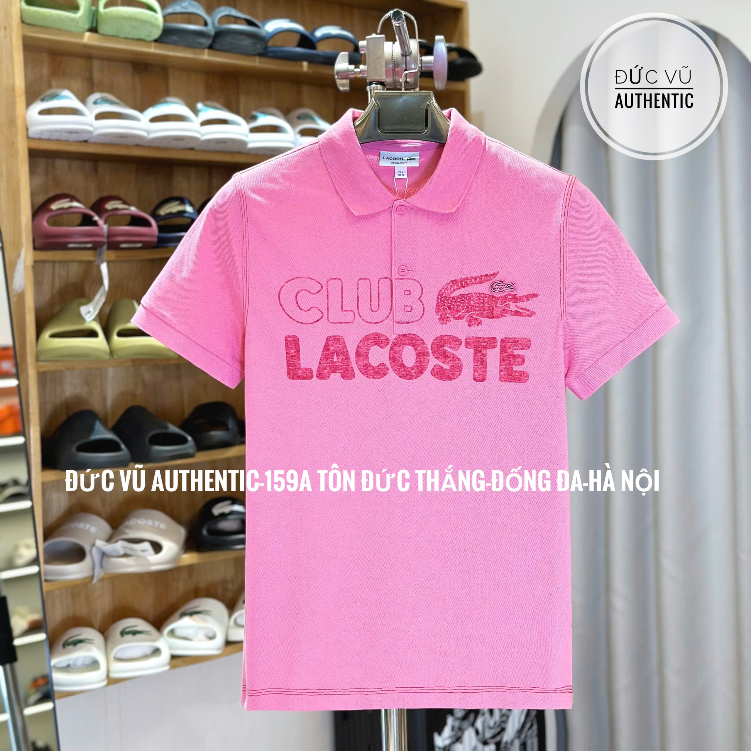Áo polo nam Lacoste CLUB hồng – in nổi logo cá sấu phá cách
