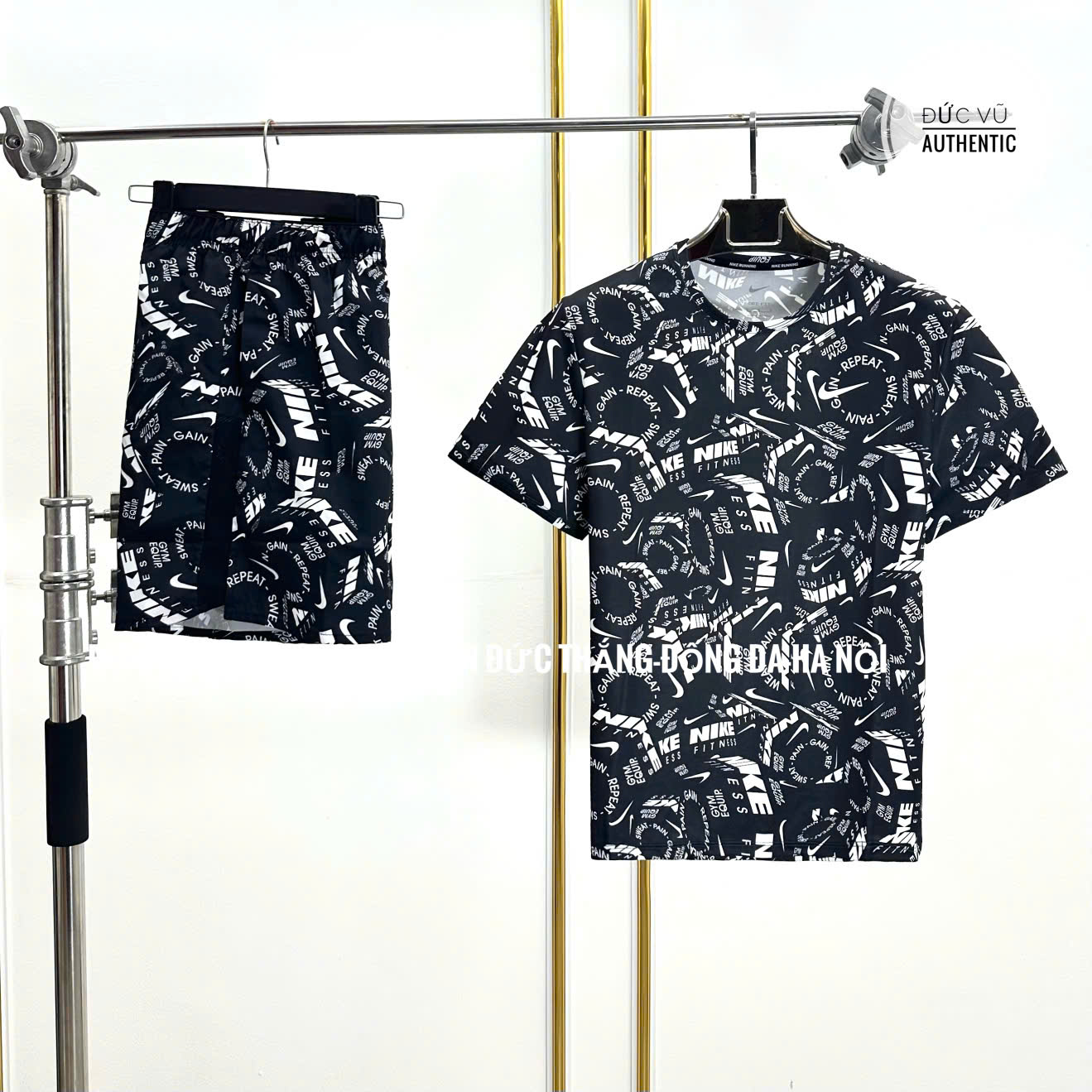 Bộ Quần Áo Nam Nike Men's Dry Foot Mylar AOP Short Sleeve Top FZ1087 100/FV9617 011 Màu Đen