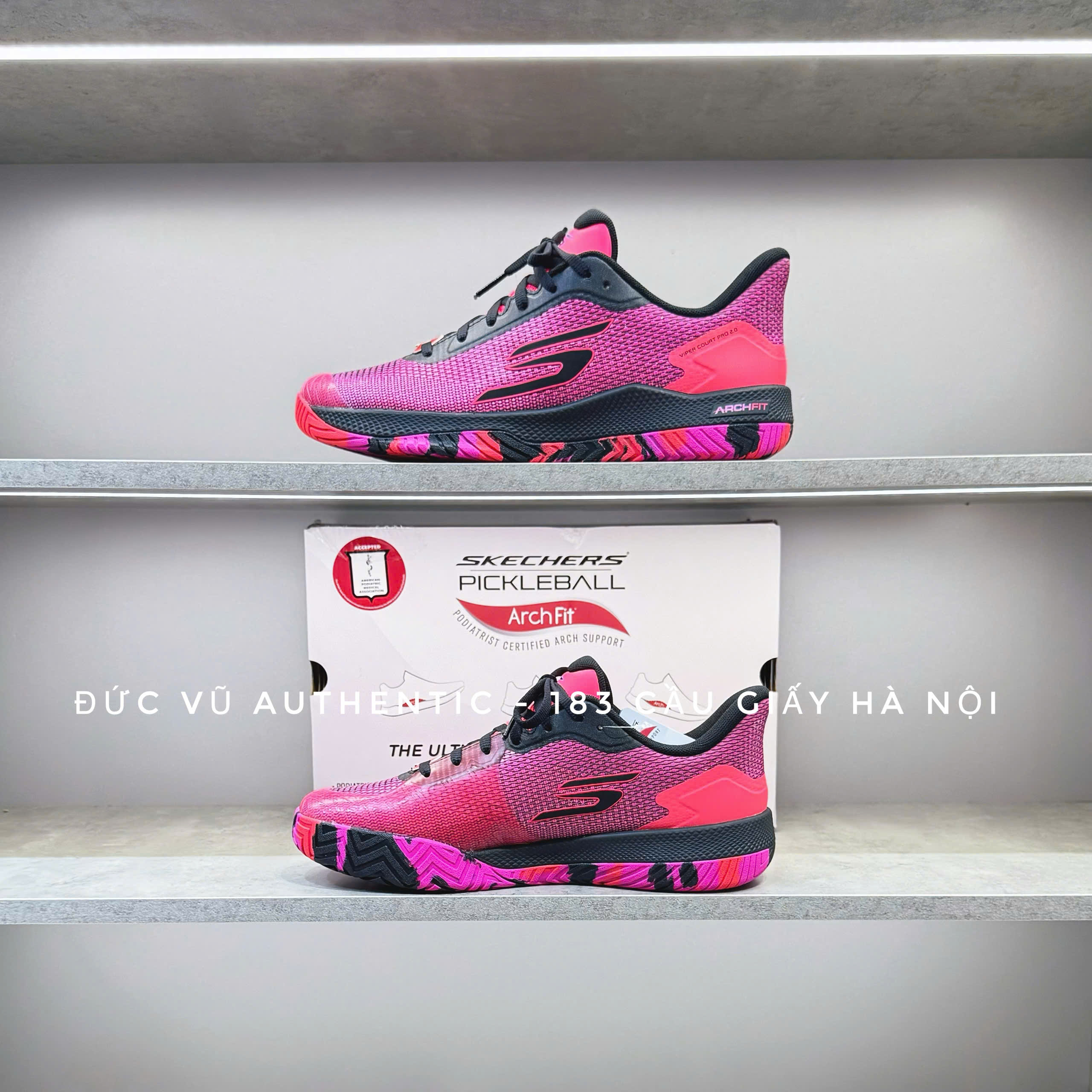 Giày Pickleball Skechers Viper Court Pro 2.0 - Hồng / Đen