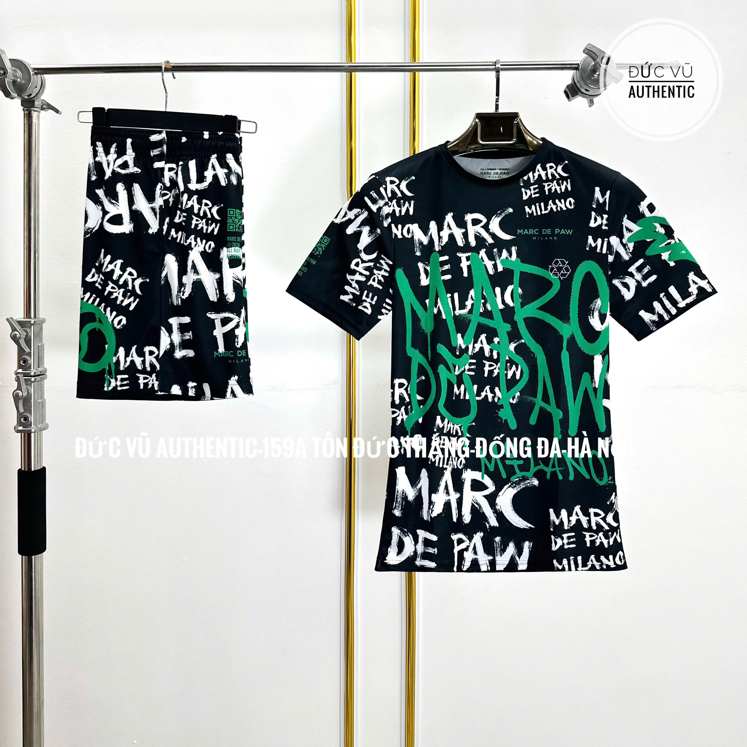 Black Tennis, Padel & Pickleball T-Shirt with white and green Spray graphics