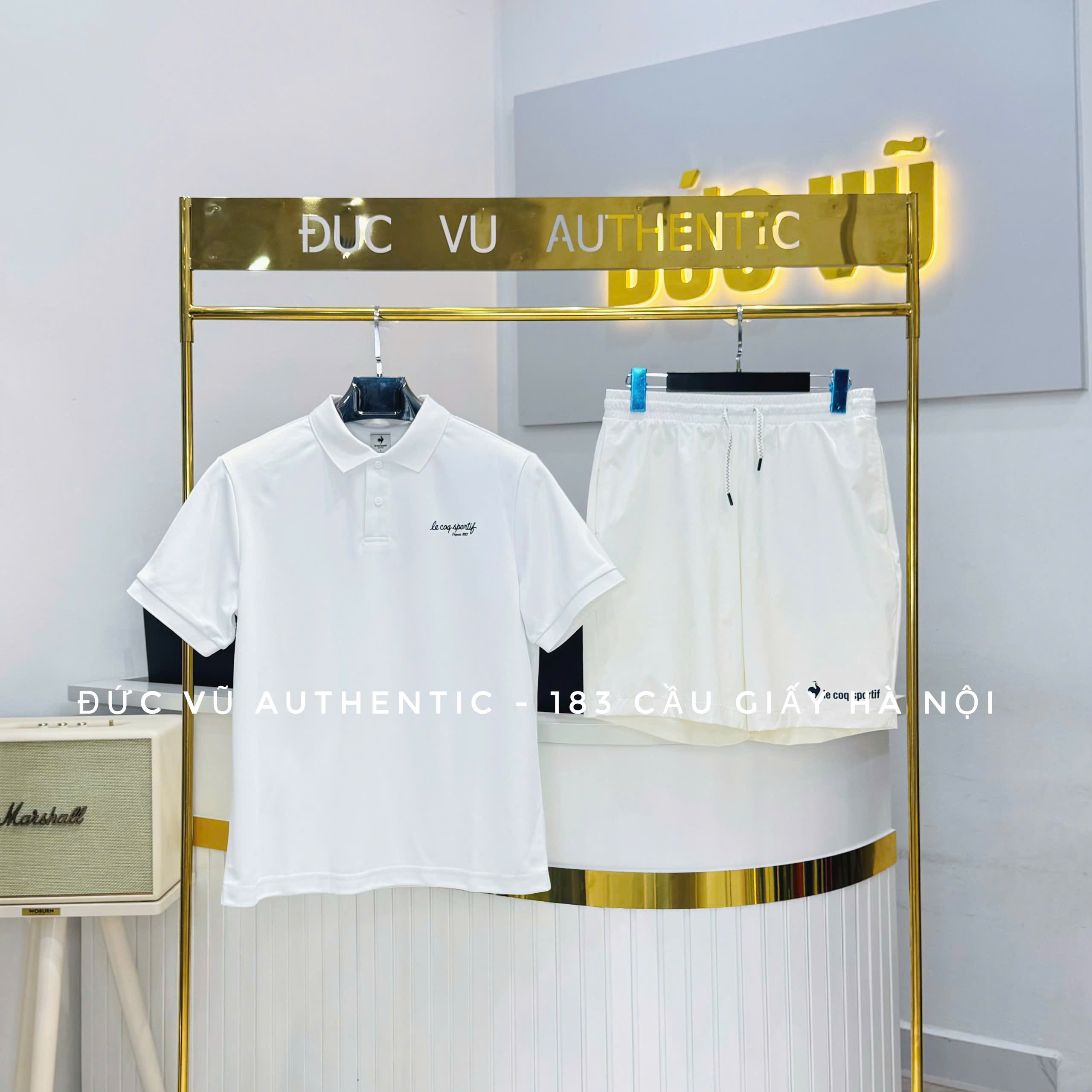 Bộ đồ thể thao nam Le Coq Sportif - Áo Polo & Quần Short Trắng