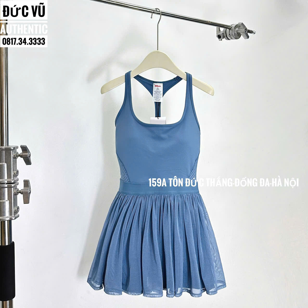 Đầm Tennis Xanh Dương Dáng Yếm – Năng Động & Thoáng Mát