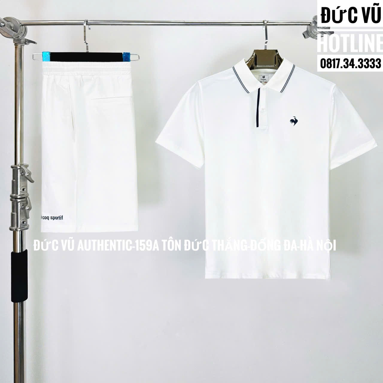 Set đồ thể thao nam Le Coq Sportif trắng tối giản