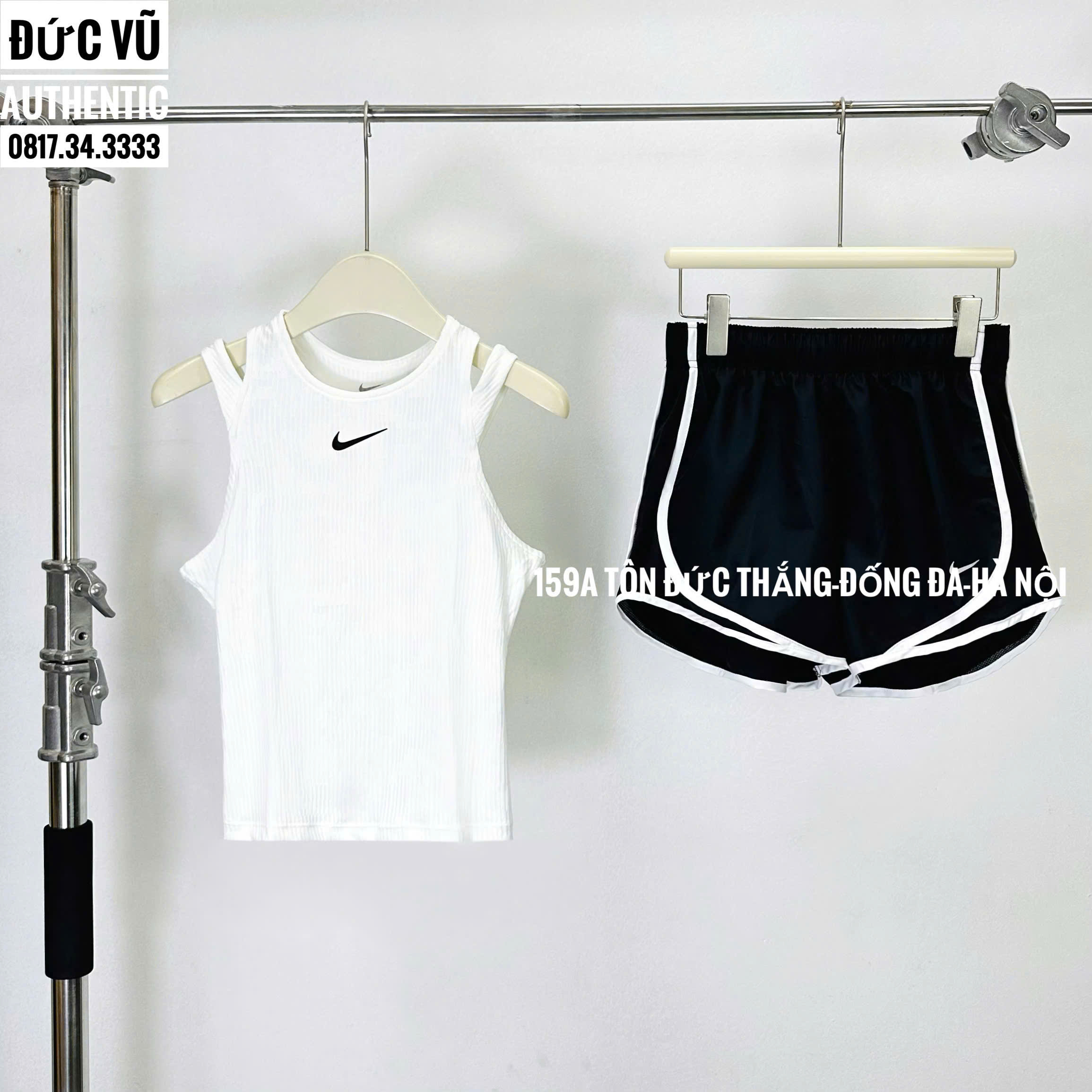 Bộ Đồ Thể Thao Nữ Nike Áo Tank Top Croptop và Quần Short Bo Viền
