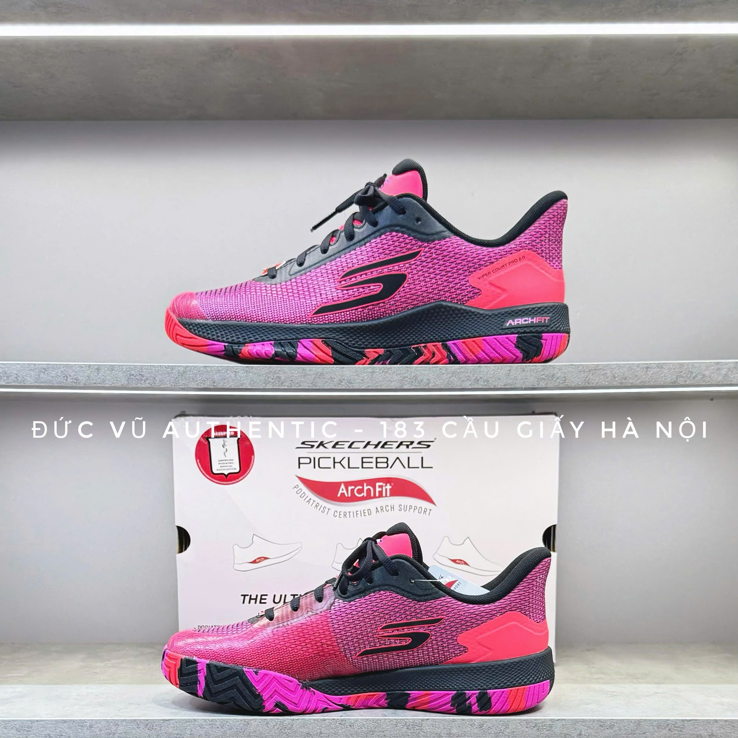 Giày Pickleball Skechers Viper Court Pro 2.0 - Hồng / Đen