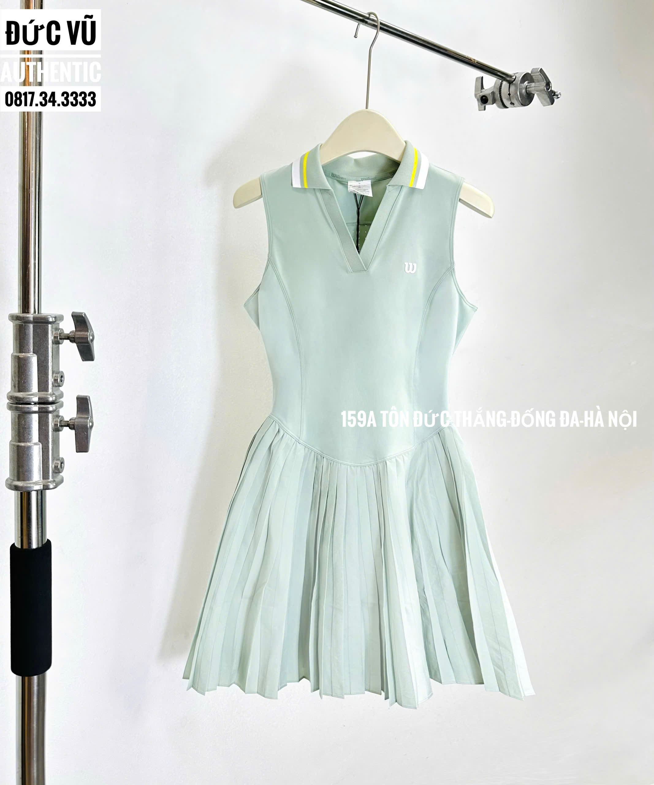 Đầm tennis nữ không tay cổ bẻ Wilson – Xanh pastel