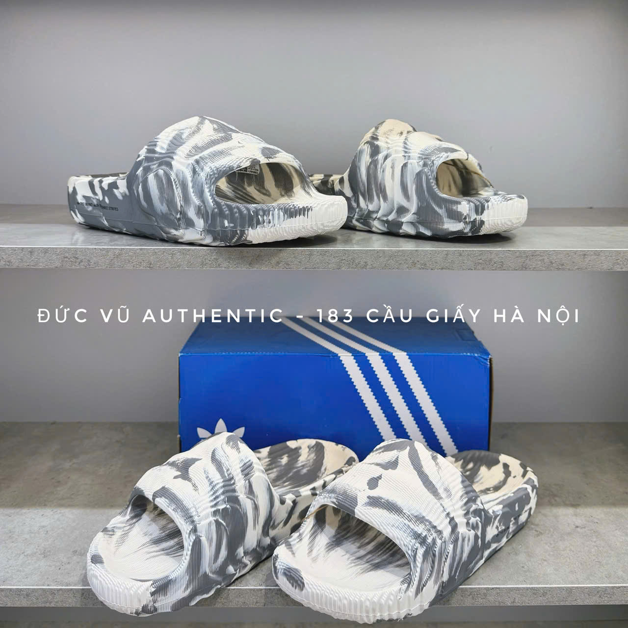 Dép Adidas Adilette 22 "Wonder White/Grey" [IG5919]
