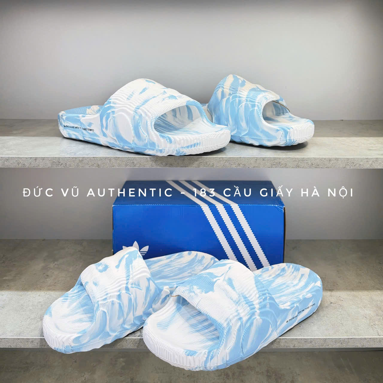 Dép Adidas Adilette 22 Slides ‘Clear Blue White’ ID7807