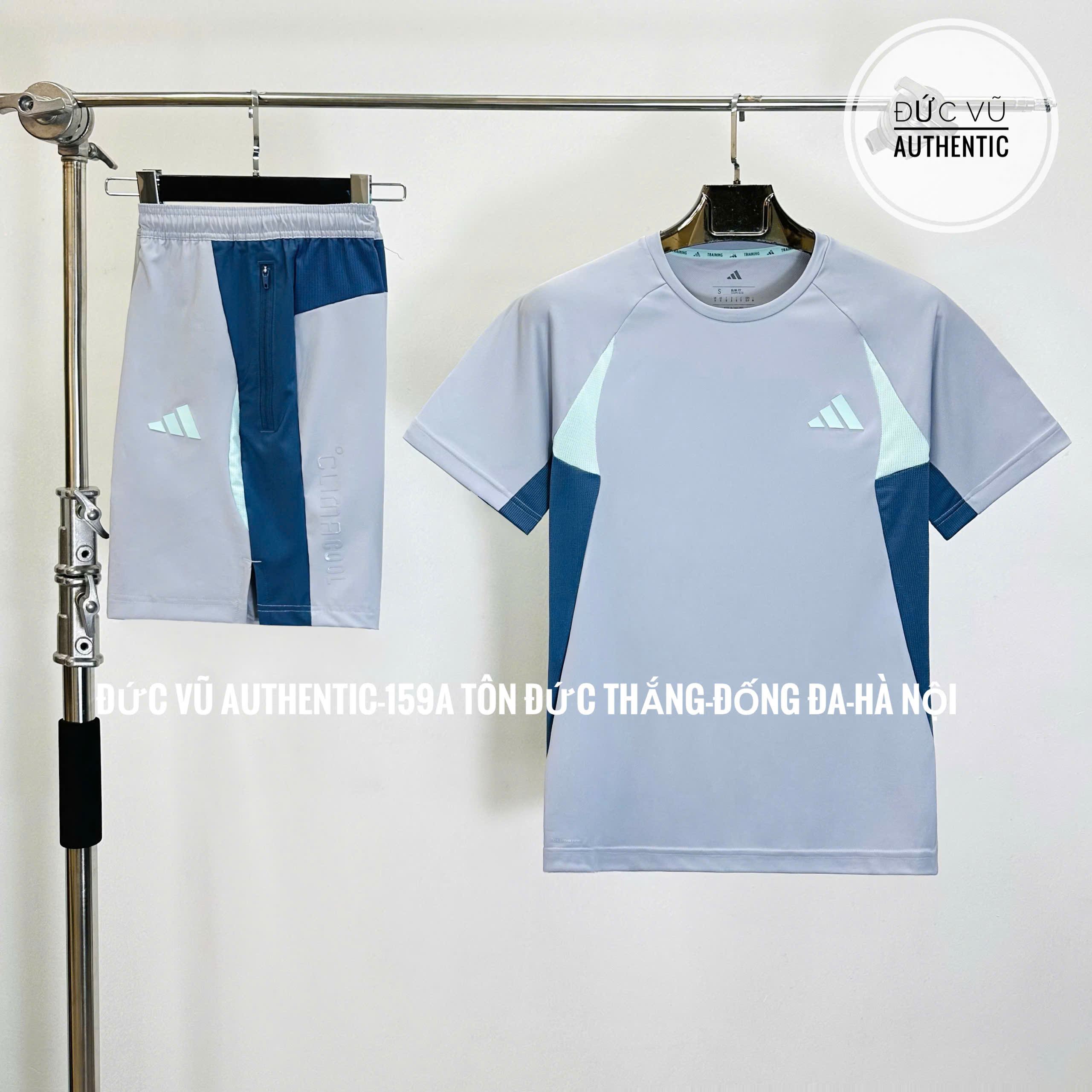 Bộ Thể Thao Nam Adidas Tech Apparel Colorblock Poly Climacool Màu Xanh Bạc - H191254