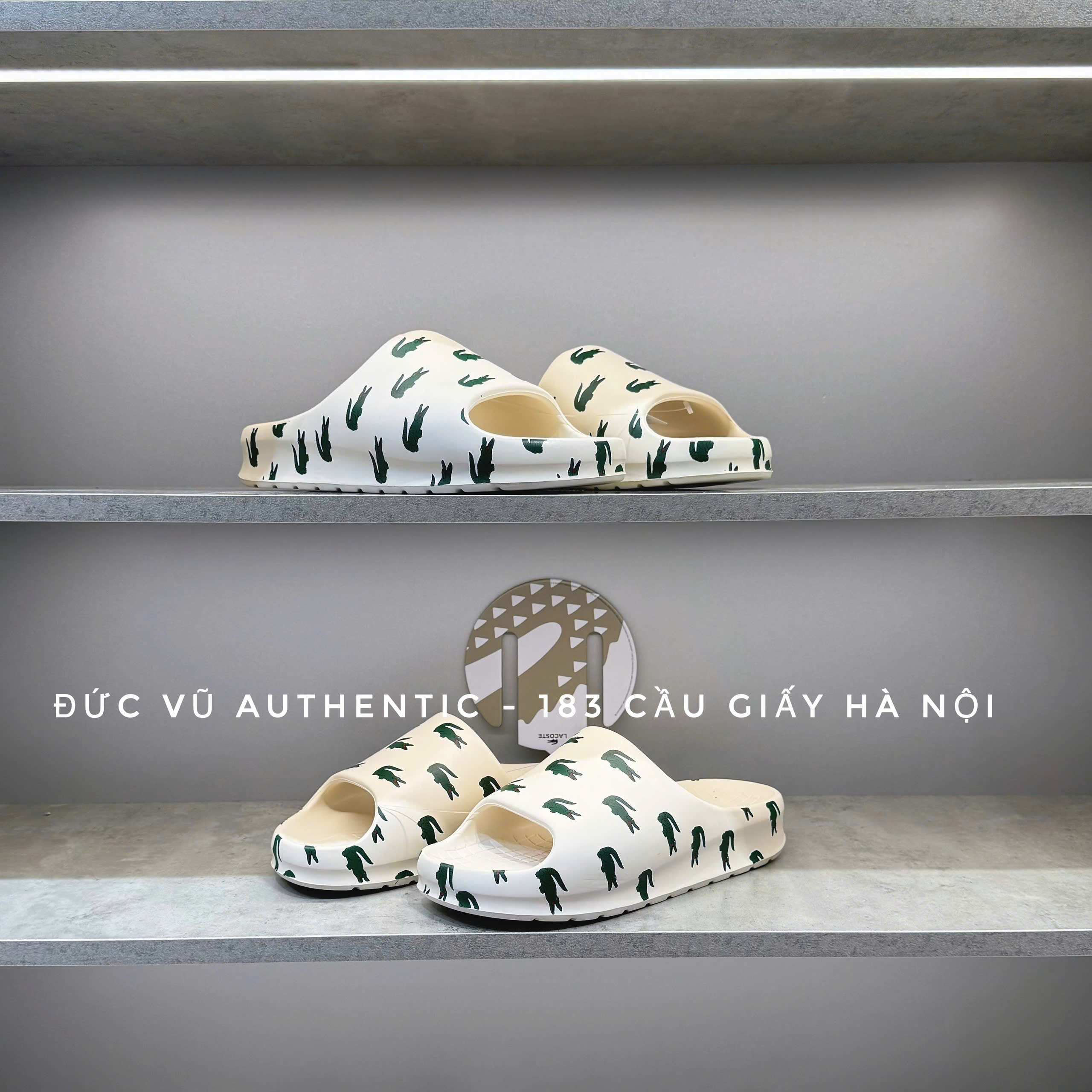 Dép Nam Lacoste Serve Slide 2.0 Colour Pop 46CMA0043 1Y5 Màu Trắng Kem
