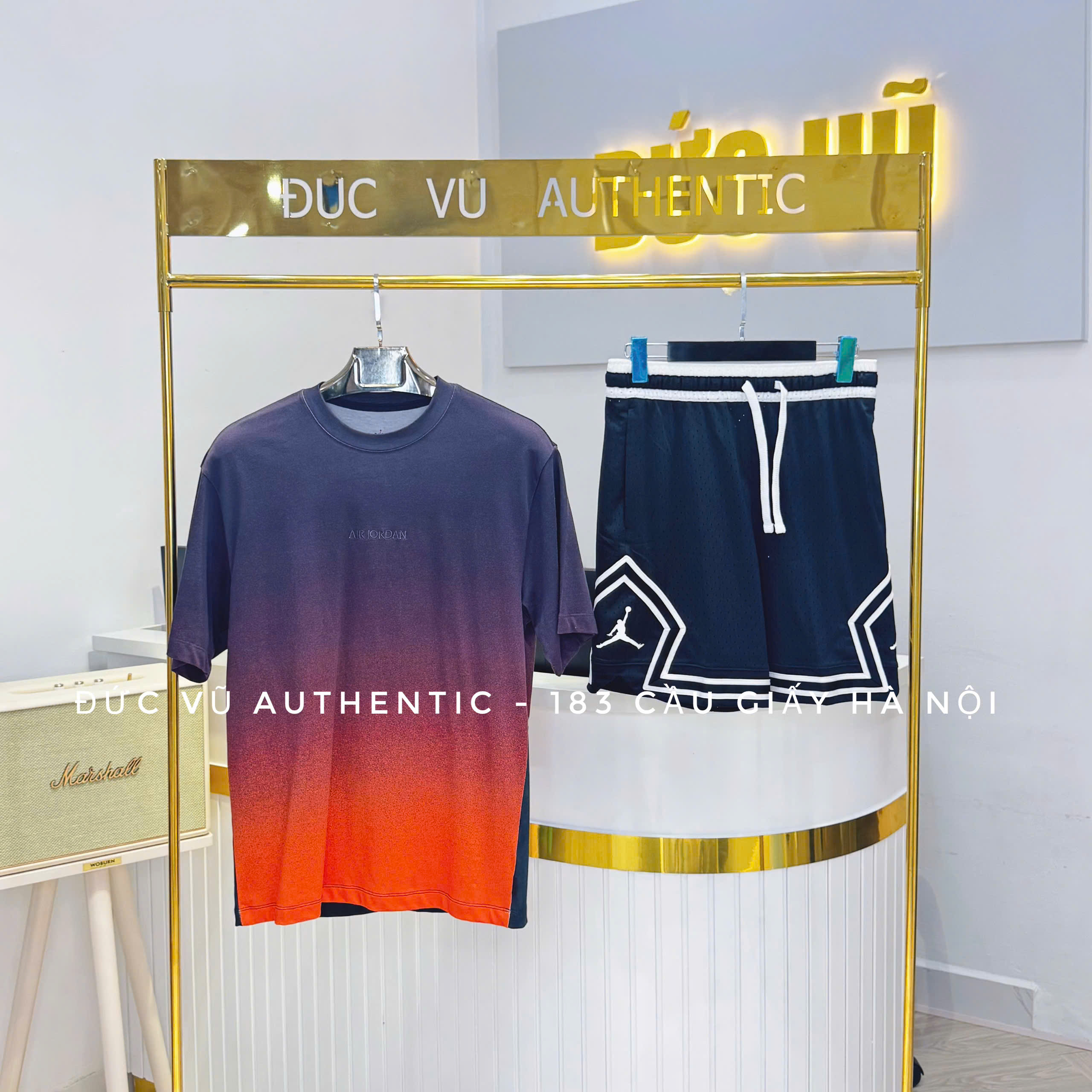 Bộ Jordan Fade Tee & Quần short thể thao viền trắng