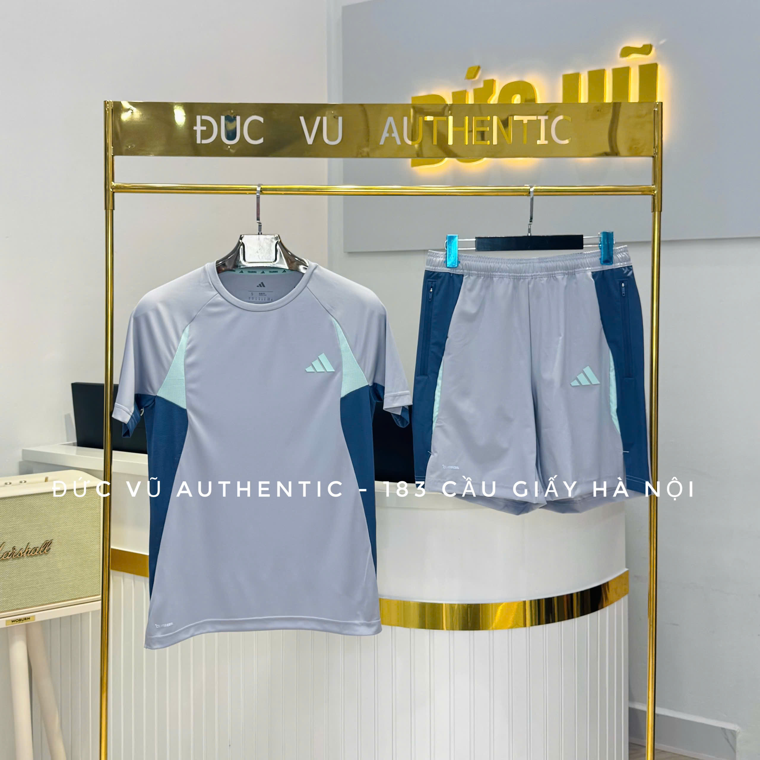 Bộ Thể Thao Nam Adidas Tech Apparel Colorblock Poly Climacool Màu Xanh Bạc - H191254