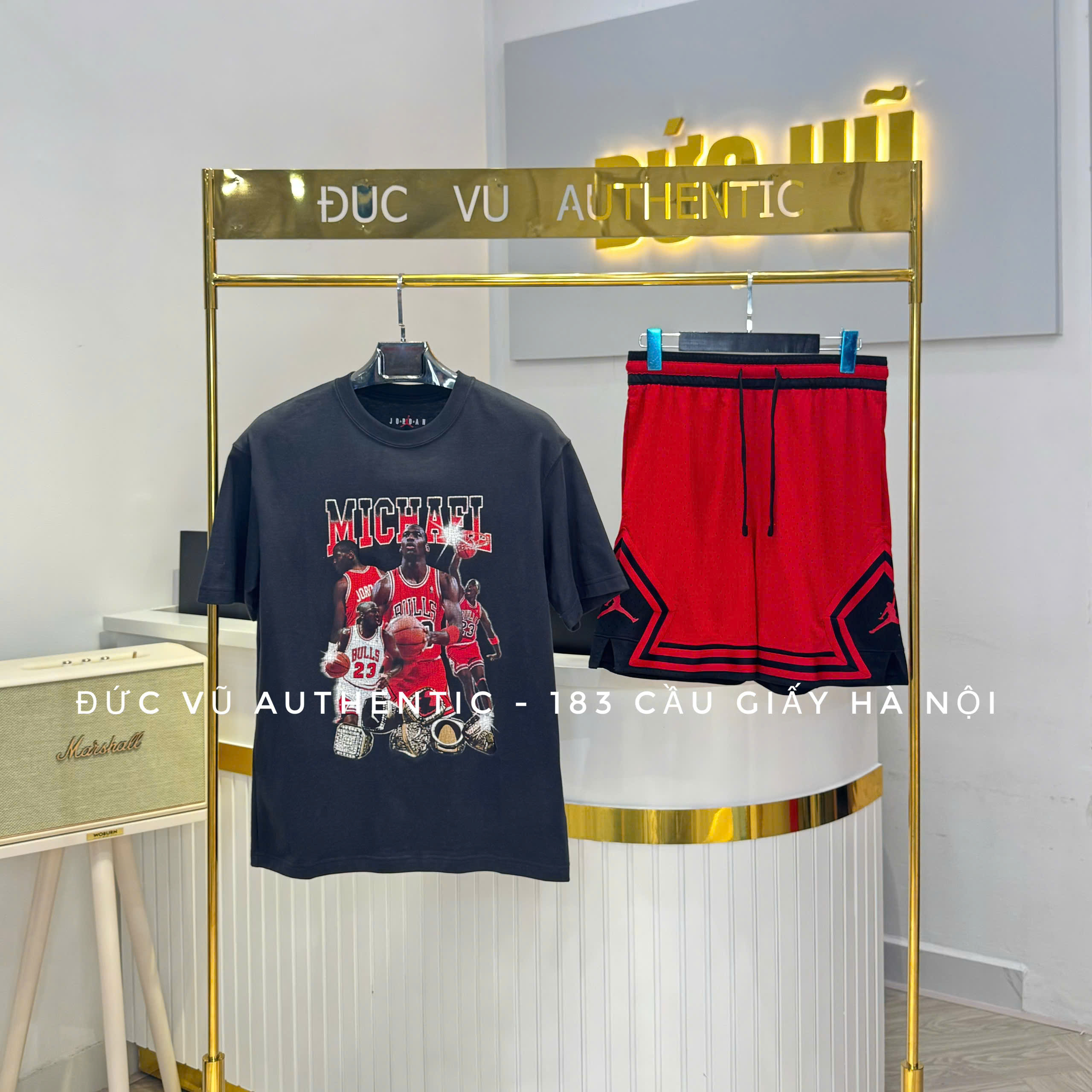 Set thể thao nam Michael Jordan Bulls phối đỏ đen