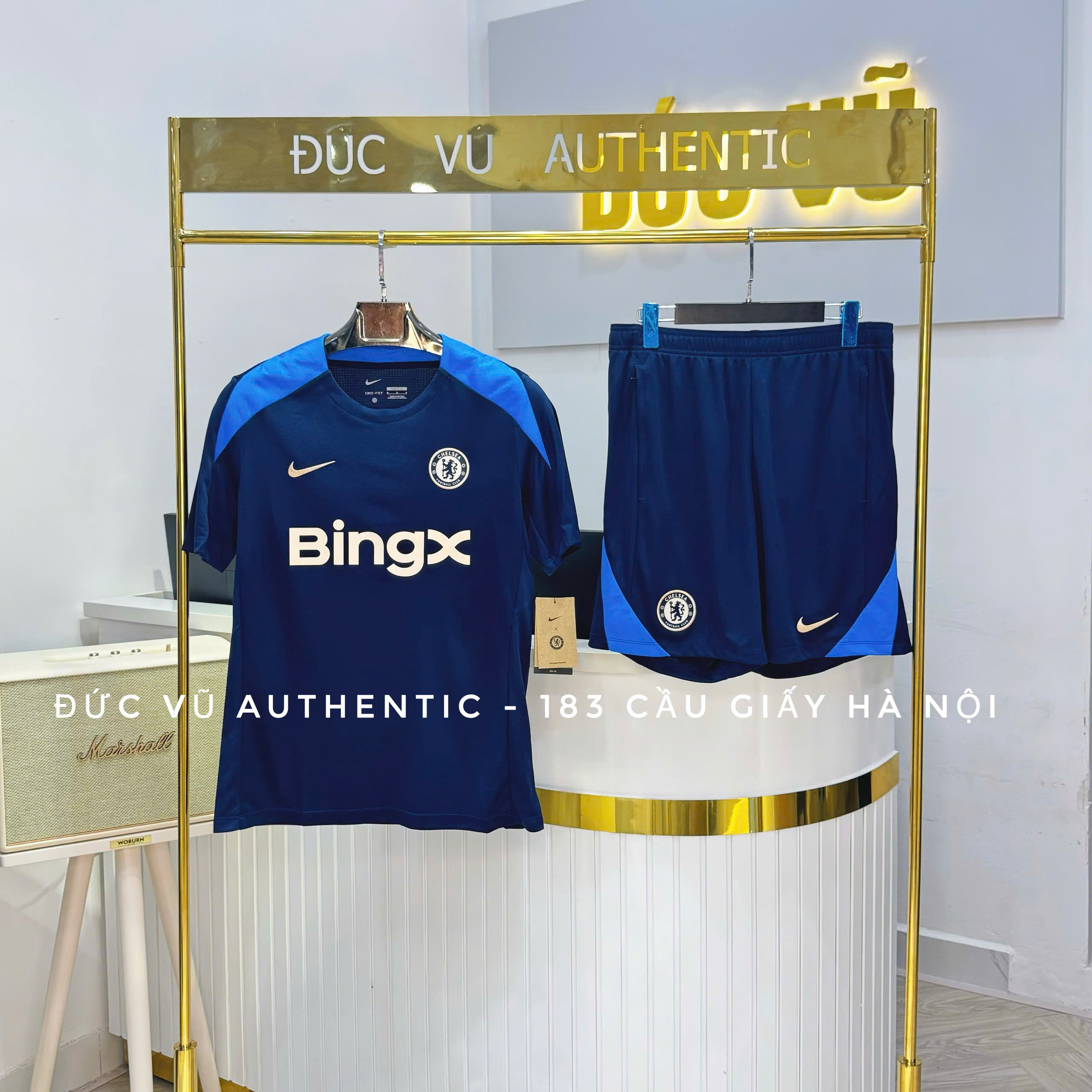 Set thể thao Chelsea x Nike 2024 – Xanh navy phối xanh dương