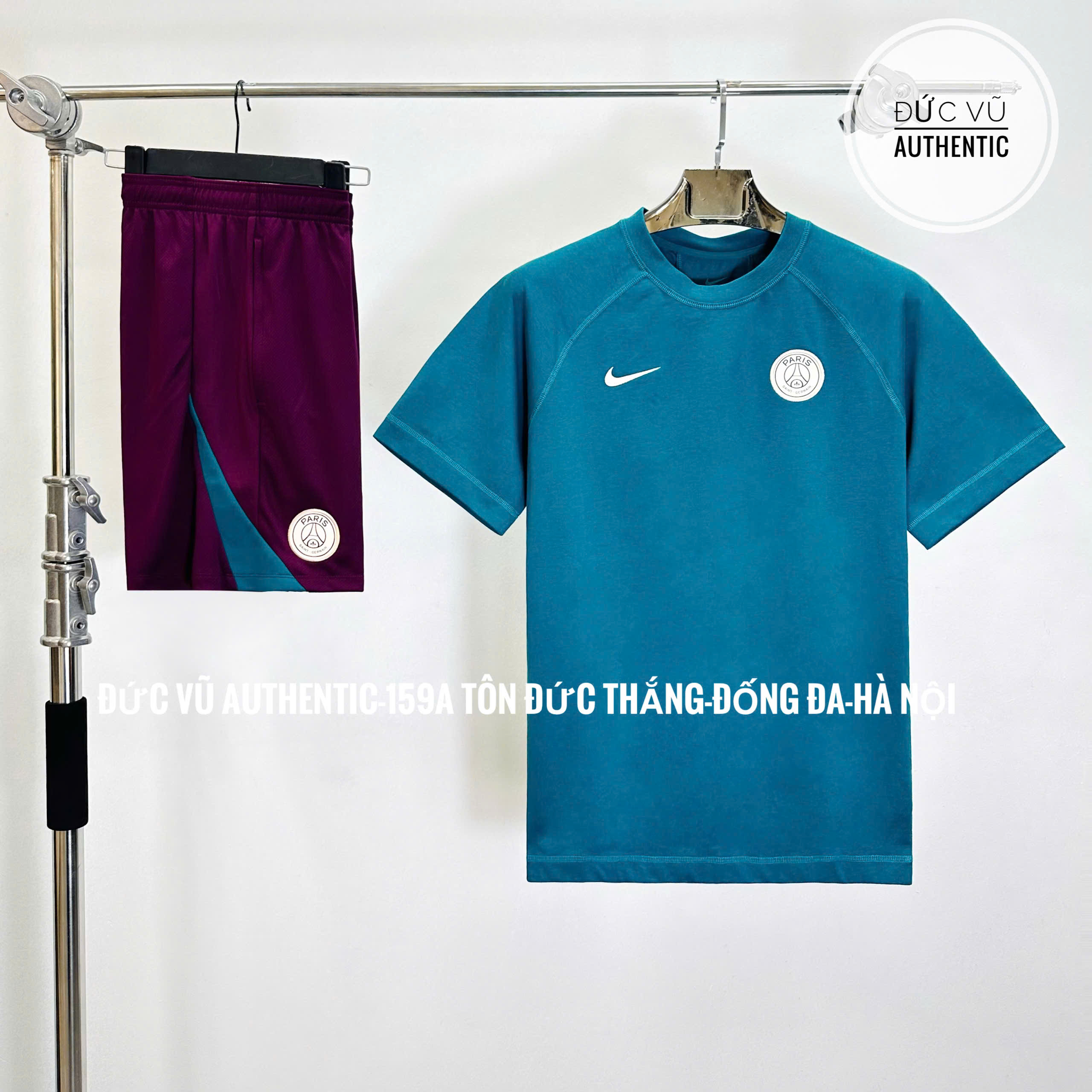 Set thể thao PSG x Nike 2024 – Xanh ngọc phối đỏ mận