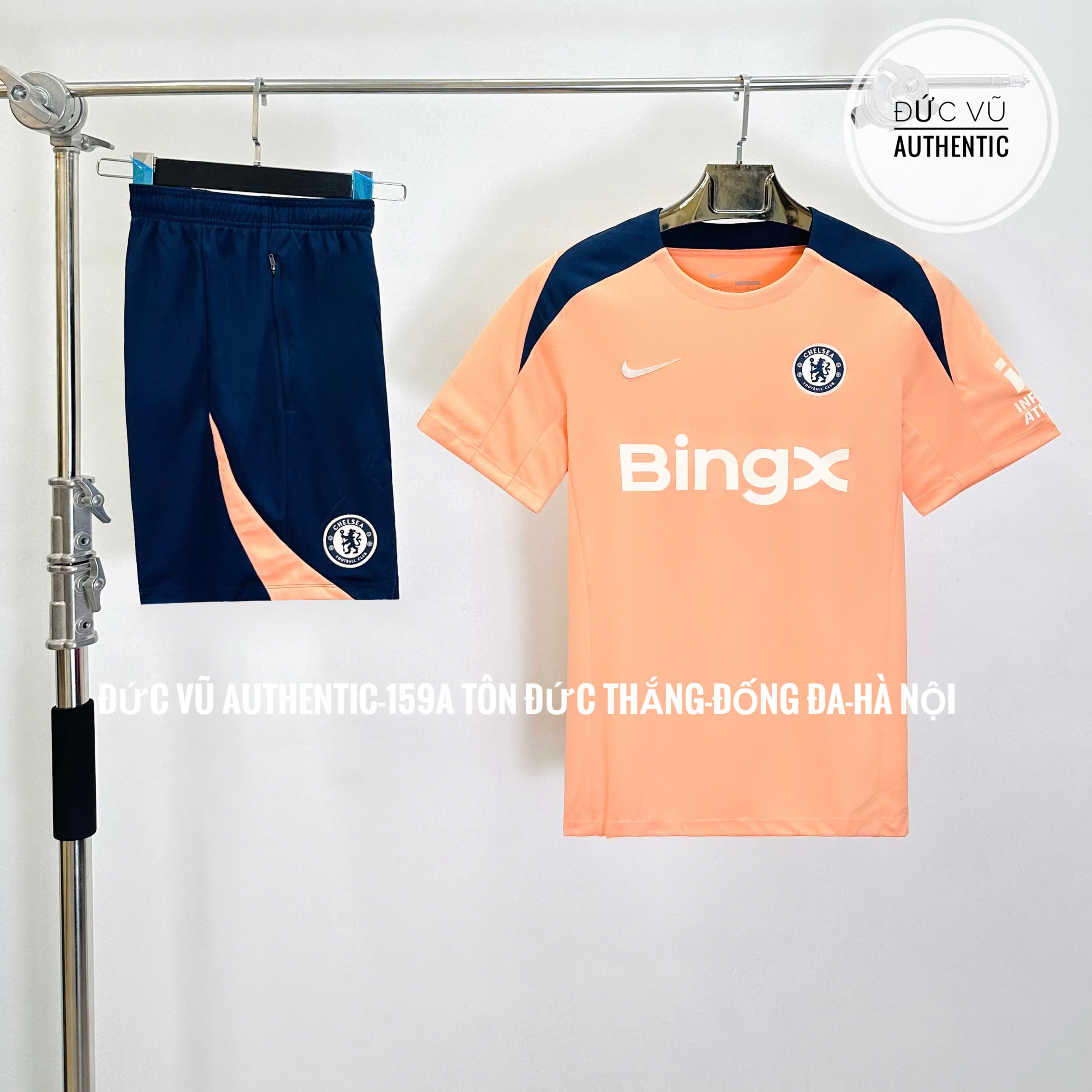 Set thể thao Chelsea x Nike 2024 – Cam pastel phối navy