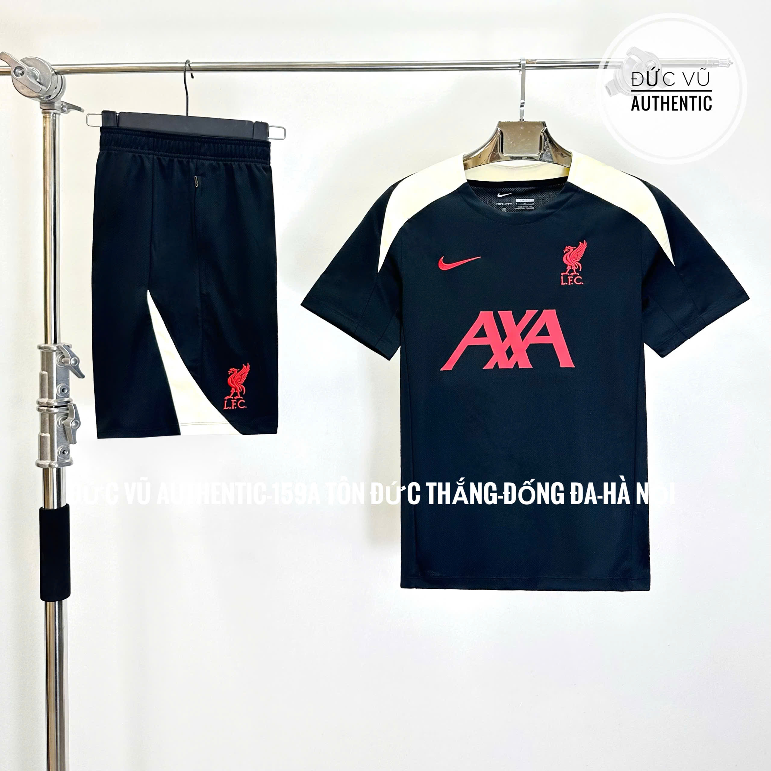 Set thể thao Liverpool x Nike 2024 – Đen phối kem logo đỏ