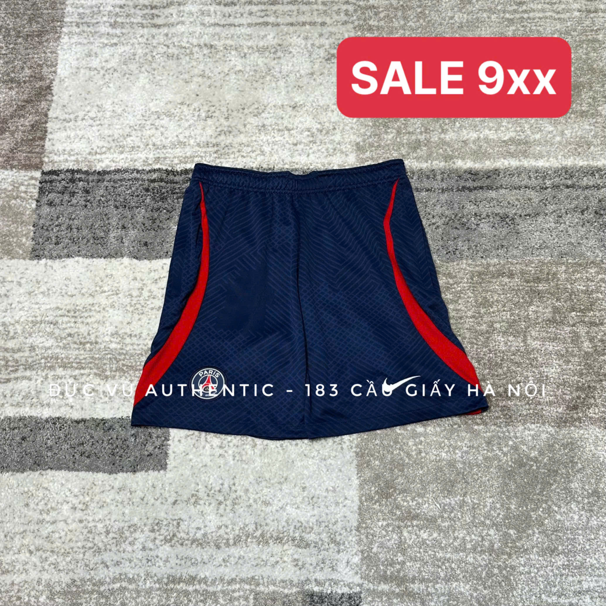 Quần short thể thao PSG x Nike xanh navy viền đỏ