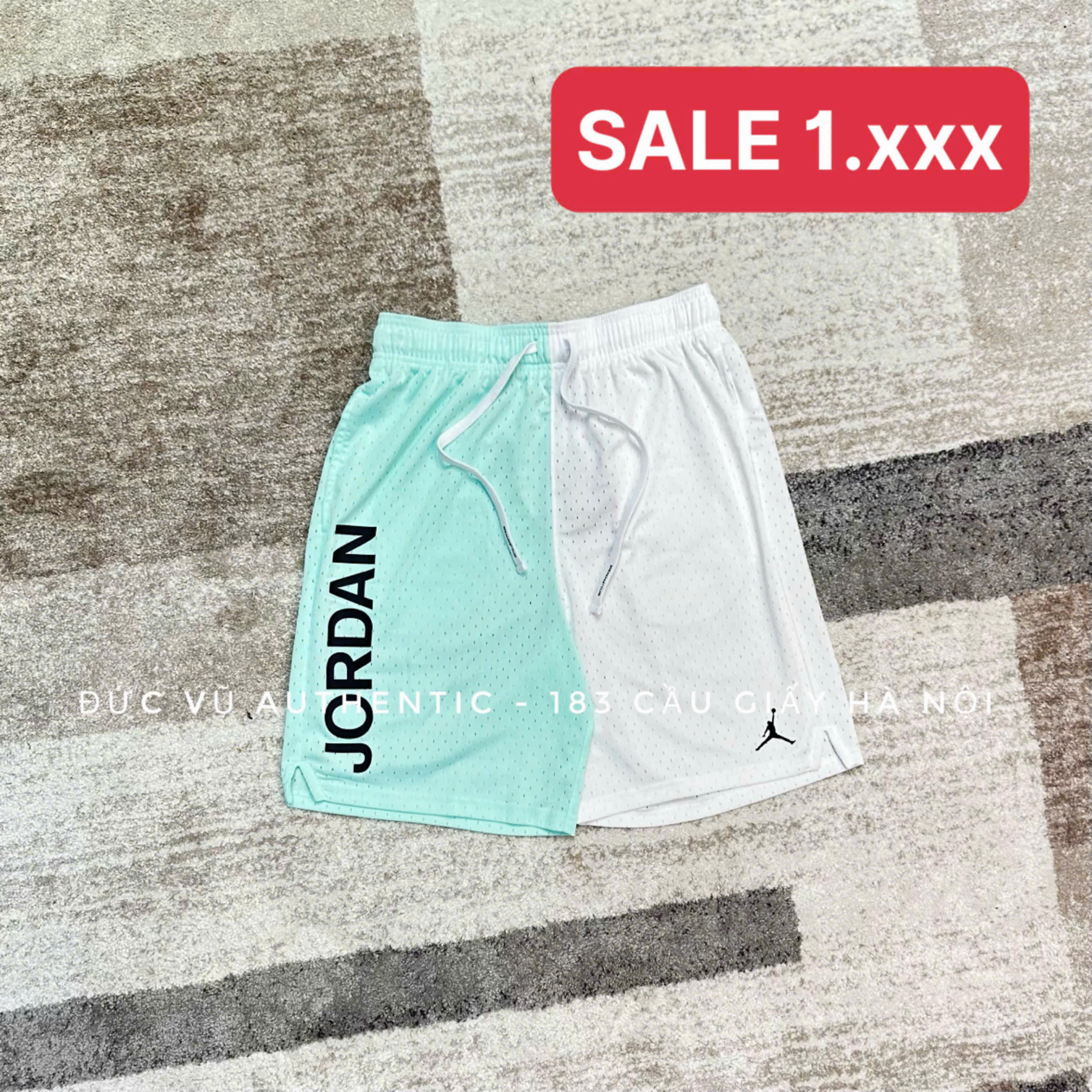 Quần short thể thao Jordan split – Trắng phối xanh mint