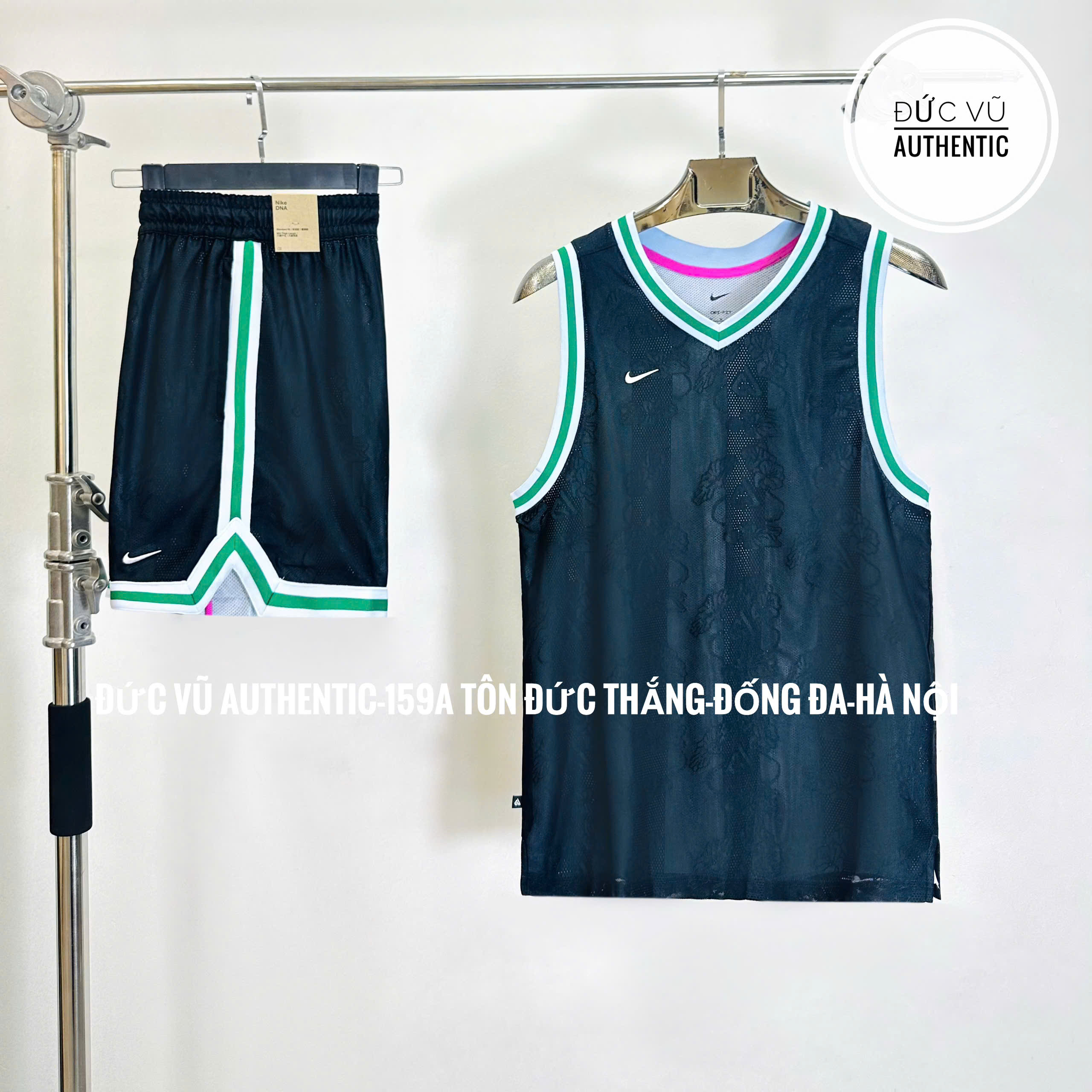 Set Bóng Rổ Nike Black Ice – Áo tank top & Quần short viền xanh pastel
