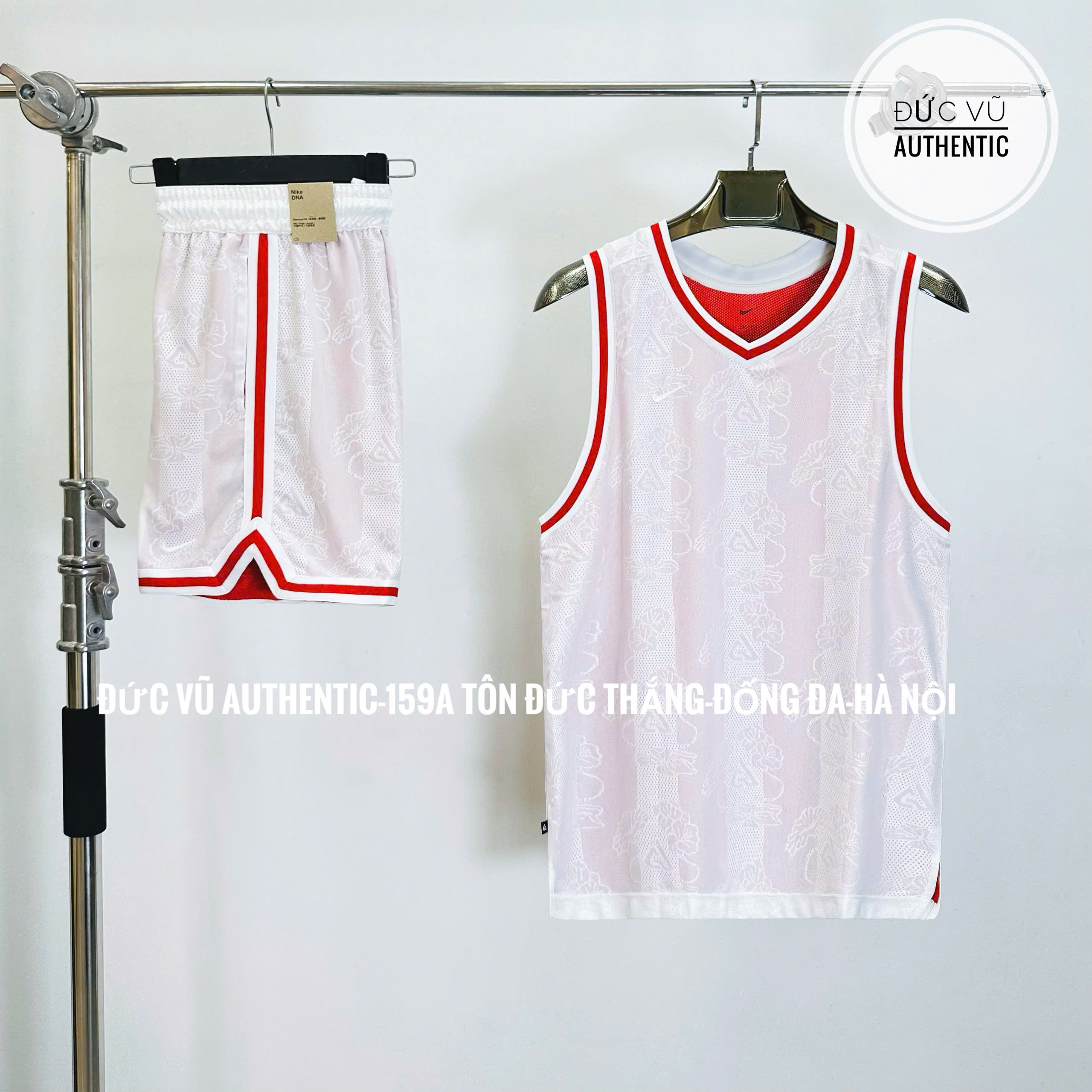 Set Bóng Rổ Nike White Red – Bộ áo tank & quần short trắng phối đỏ