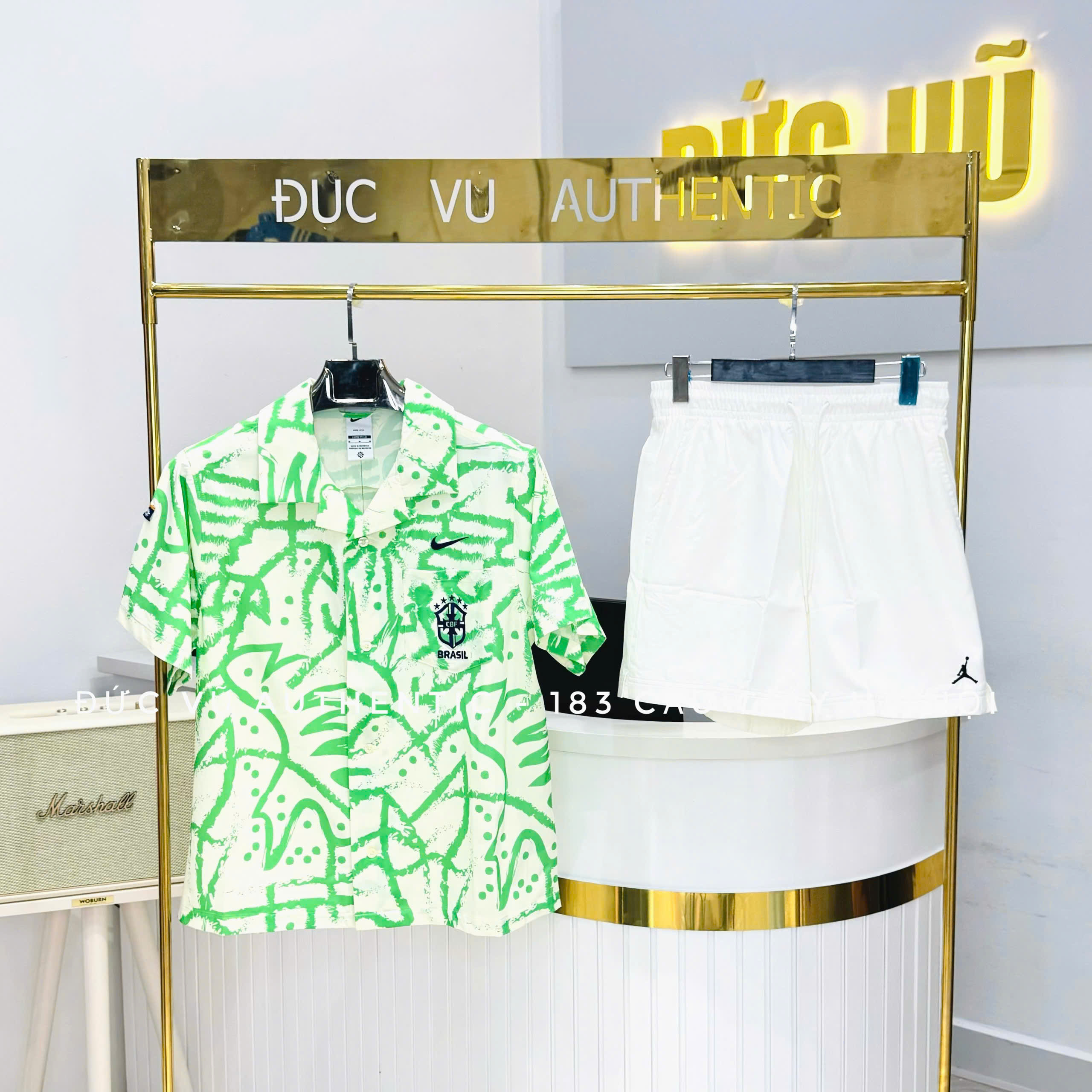Set áo sơ mi BRAZIL phối short trắng Jordan – Năng động mùa hè