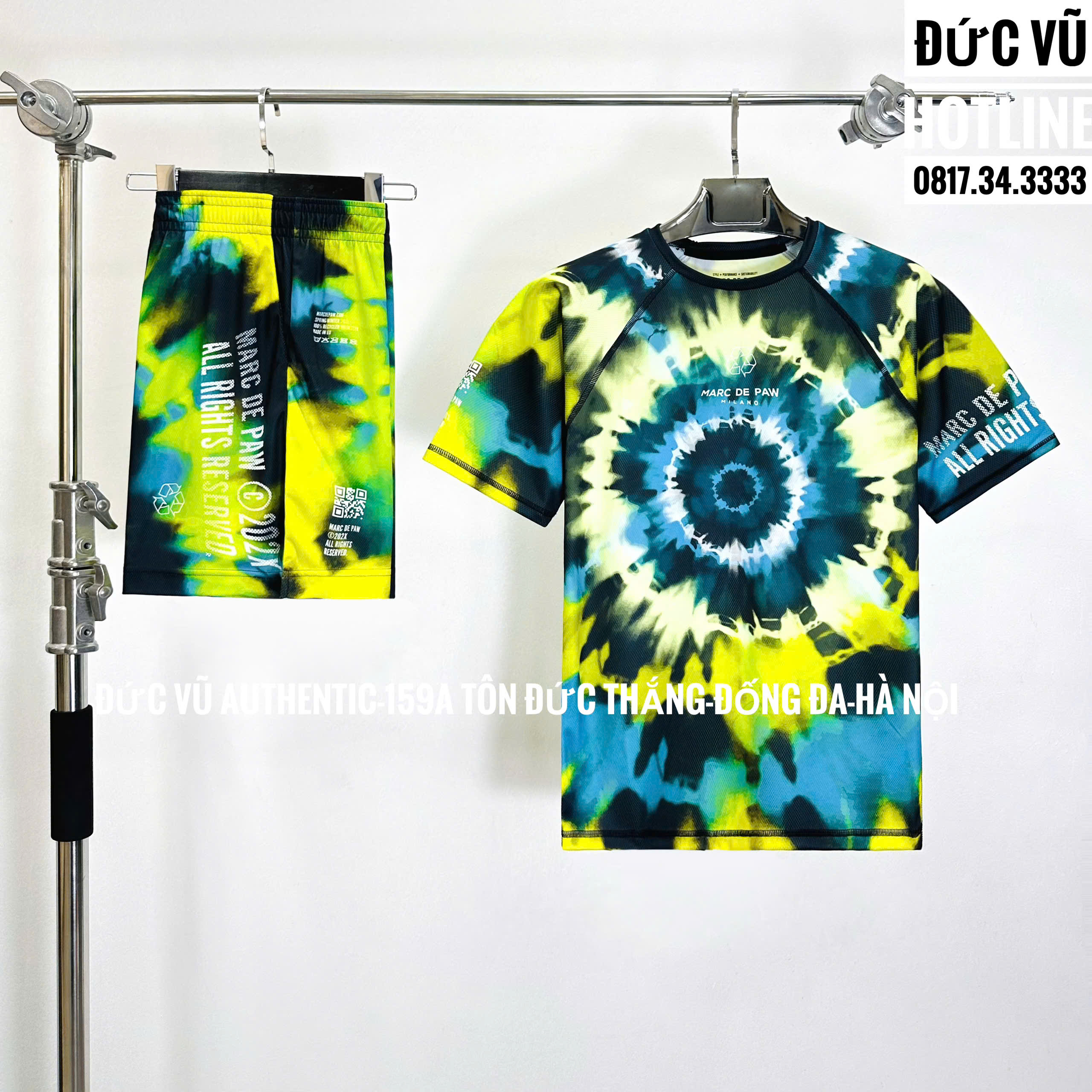 Bộ Quần Áo Nam Marc De Paw Men's Tie Dye Acid Green Màu Xanh Lá