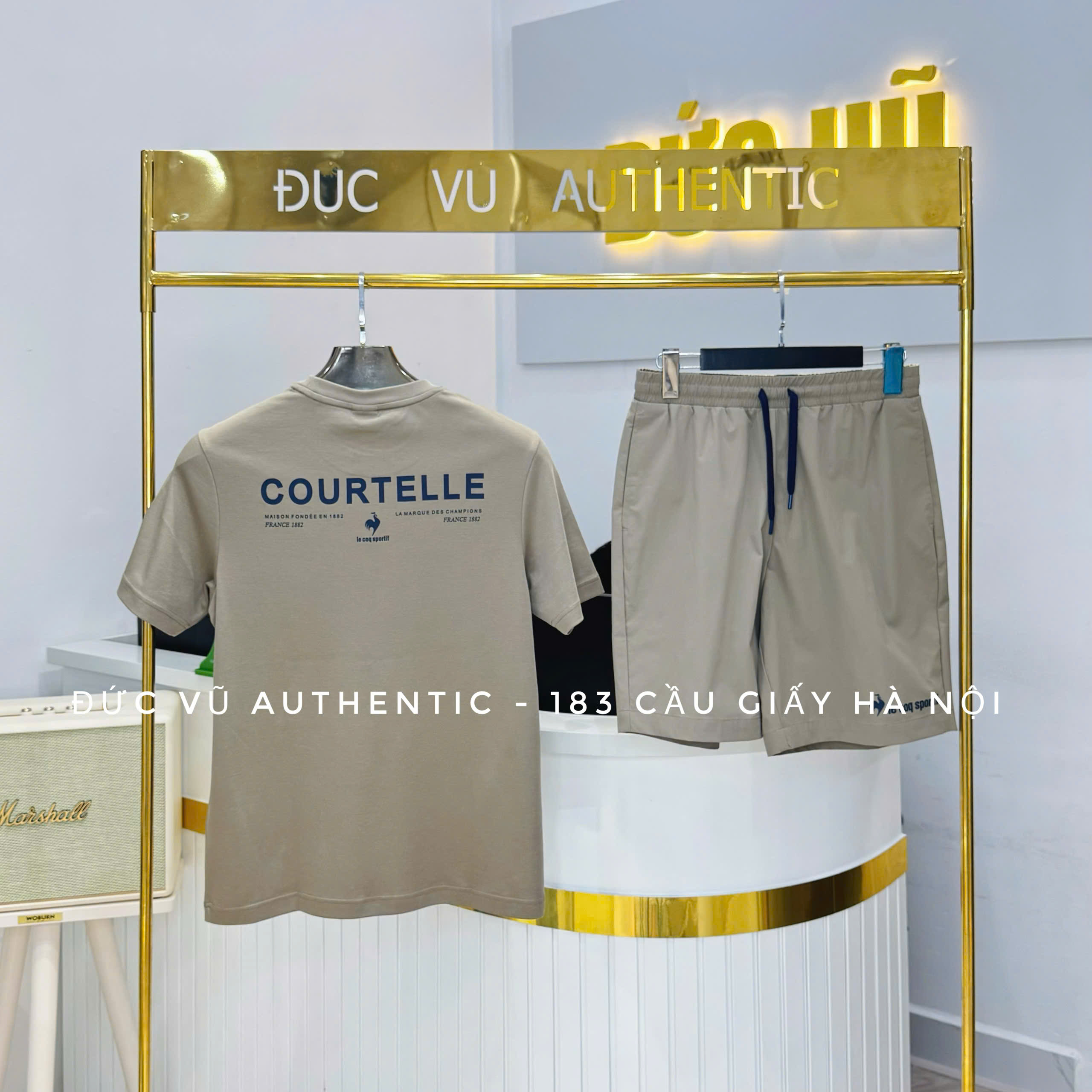 Set thể thao nam Le Coq Sportif CourTelle màu be