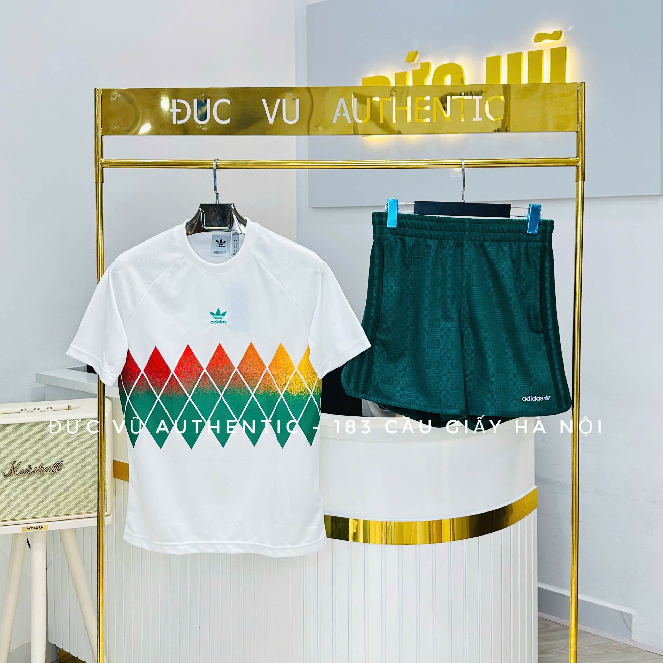 Bộ Thể Thao Nam Adidas Originals Printed Màu Trắng Xanh