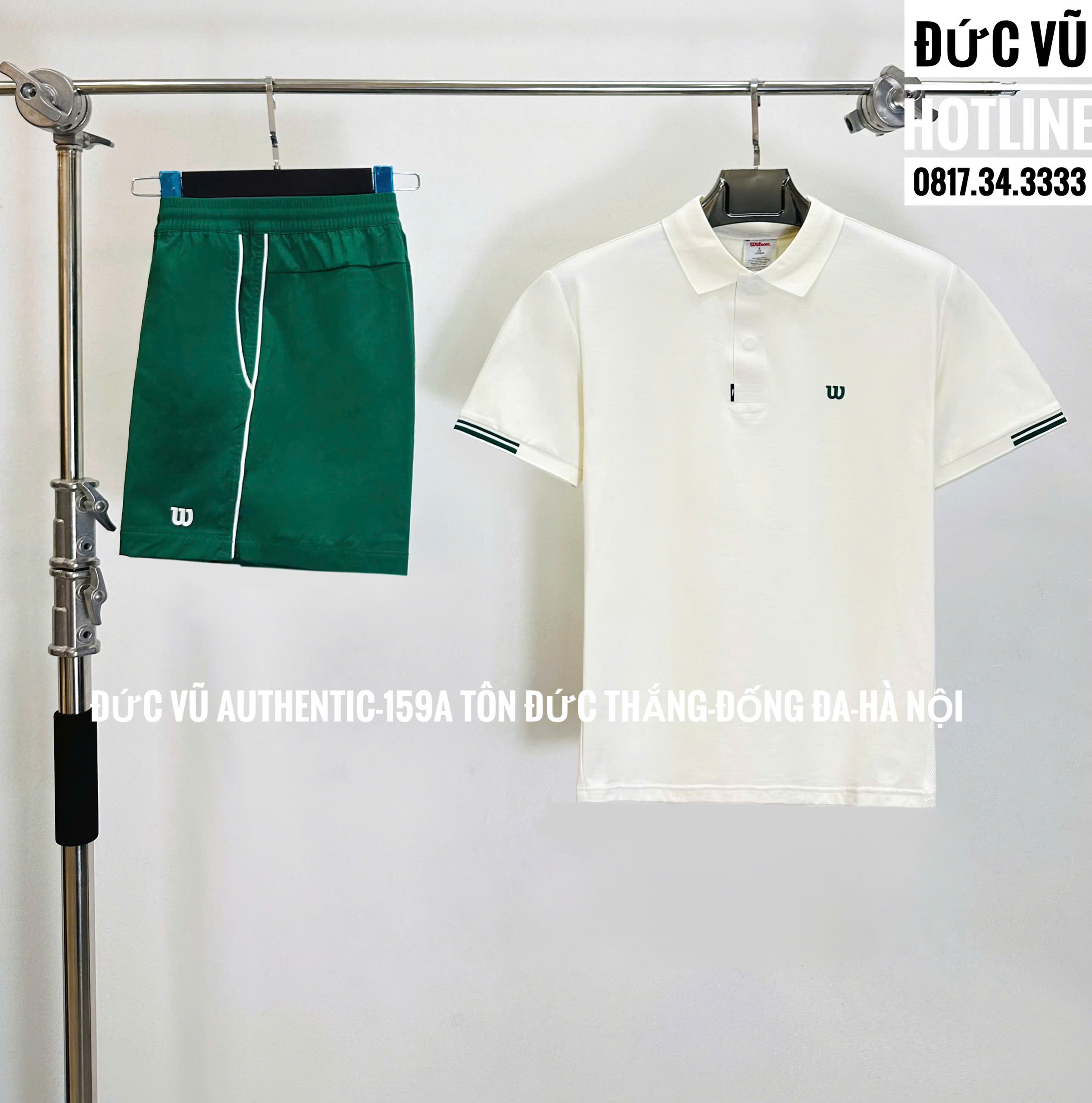Bộ đồ thể thao nam Wilson polo (áo trắng & quần xanh lá)