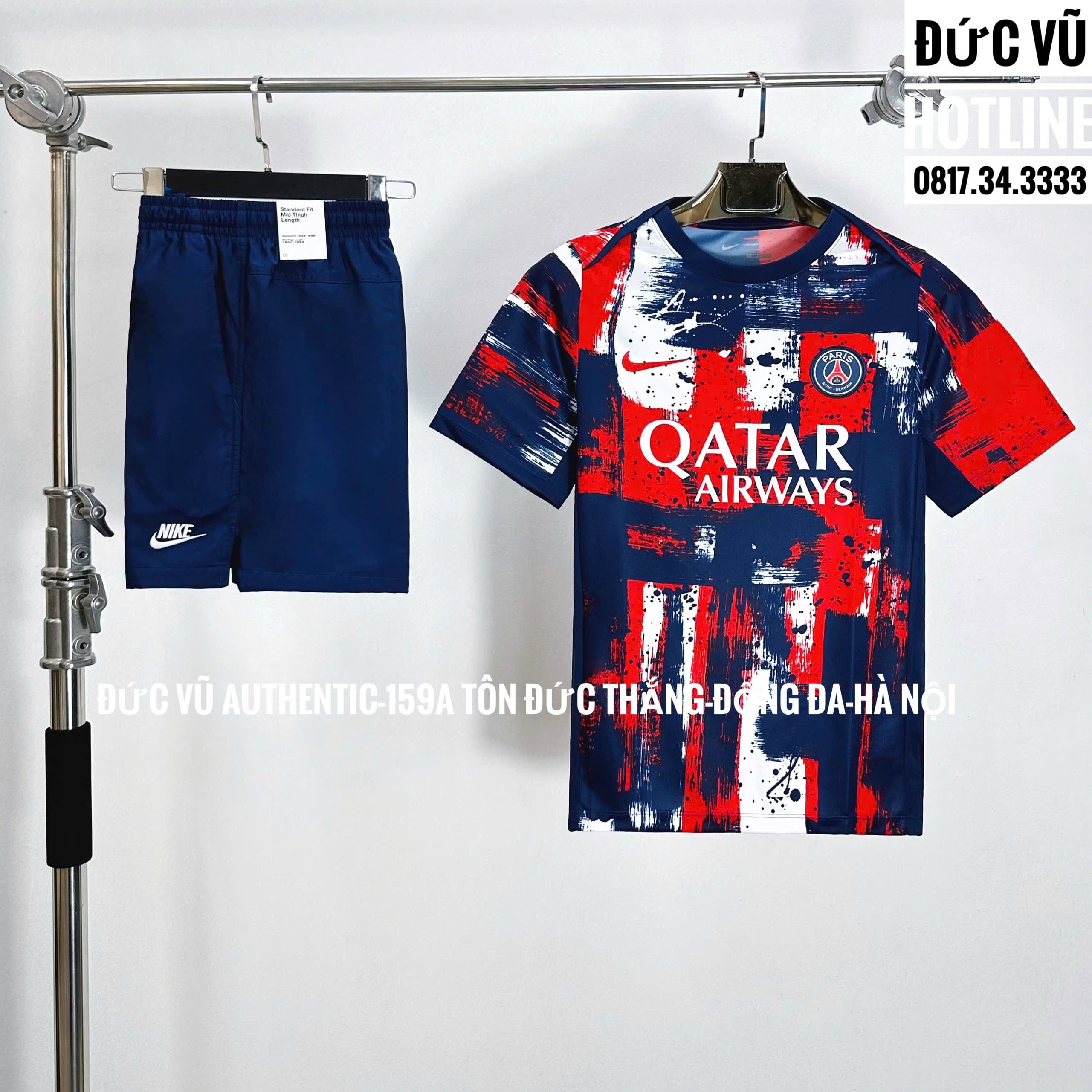 Set thể thao PSG x Nike 2024 – Họa tiết Abstract đỏ trắng xanh