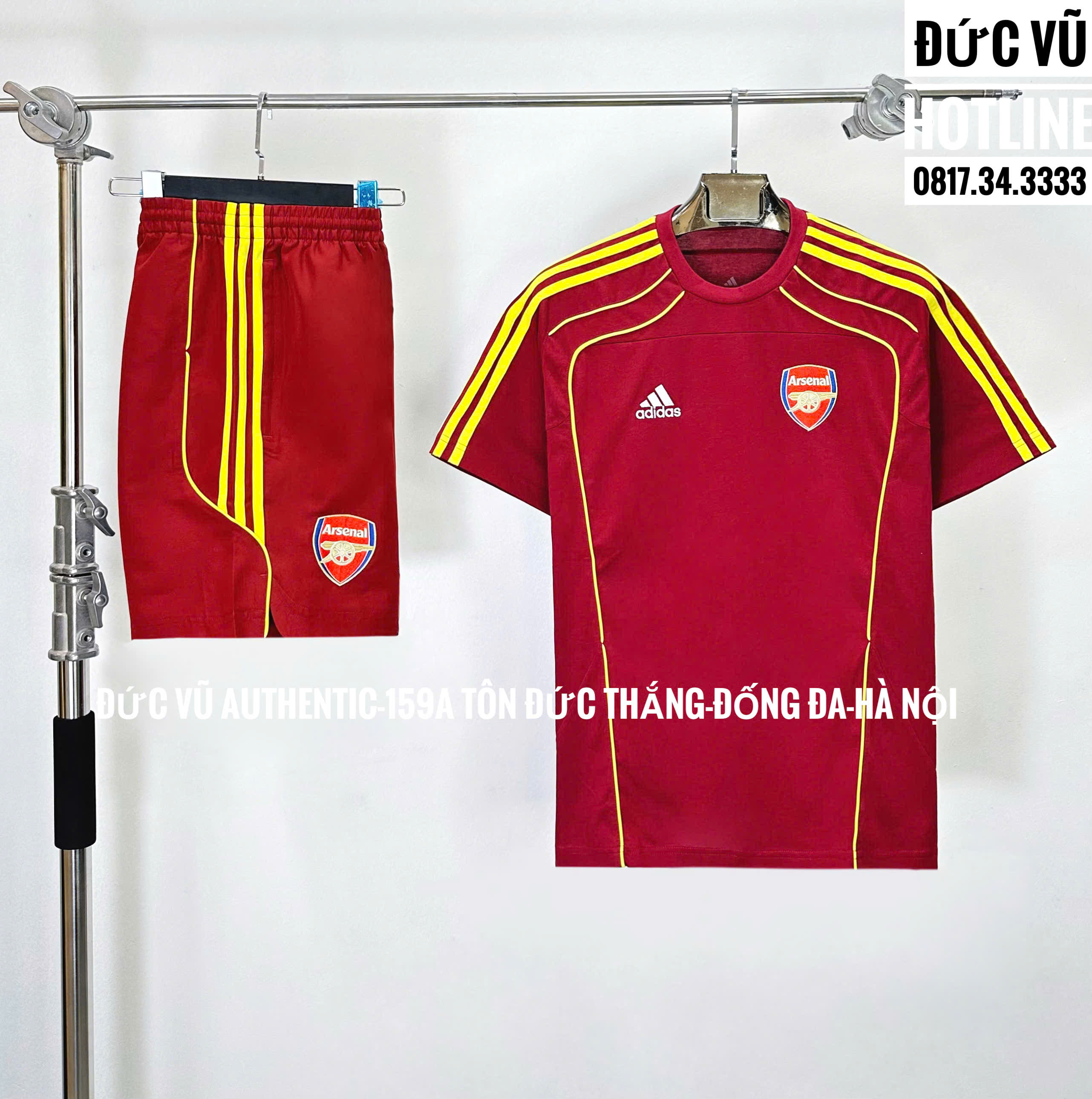Bộ thể thao Arsenal Training 2024 màu đỏ rượu phối vàng