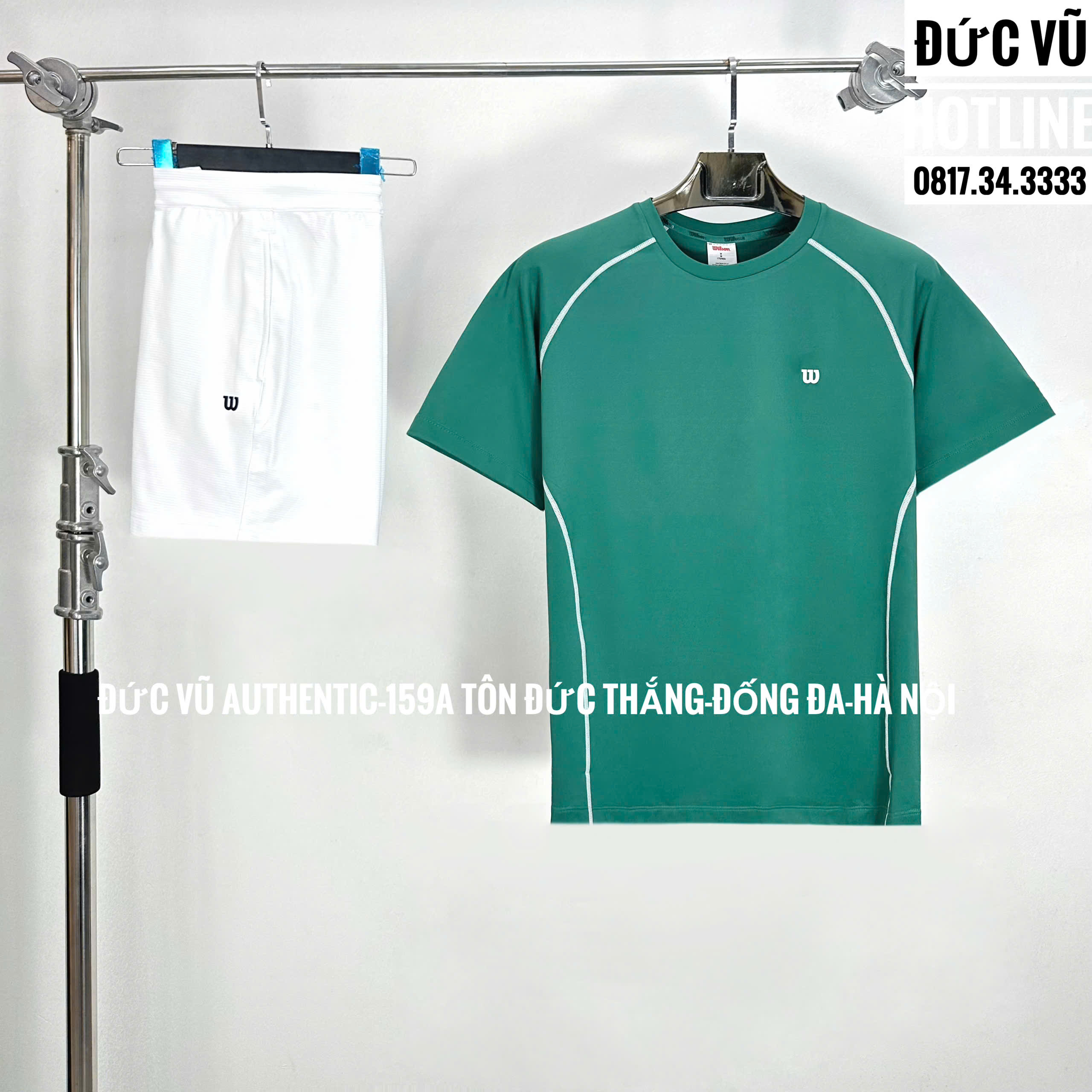 Bộ đồ thể thao nam Wilson thun lạnh xanh lá phối quần trắng