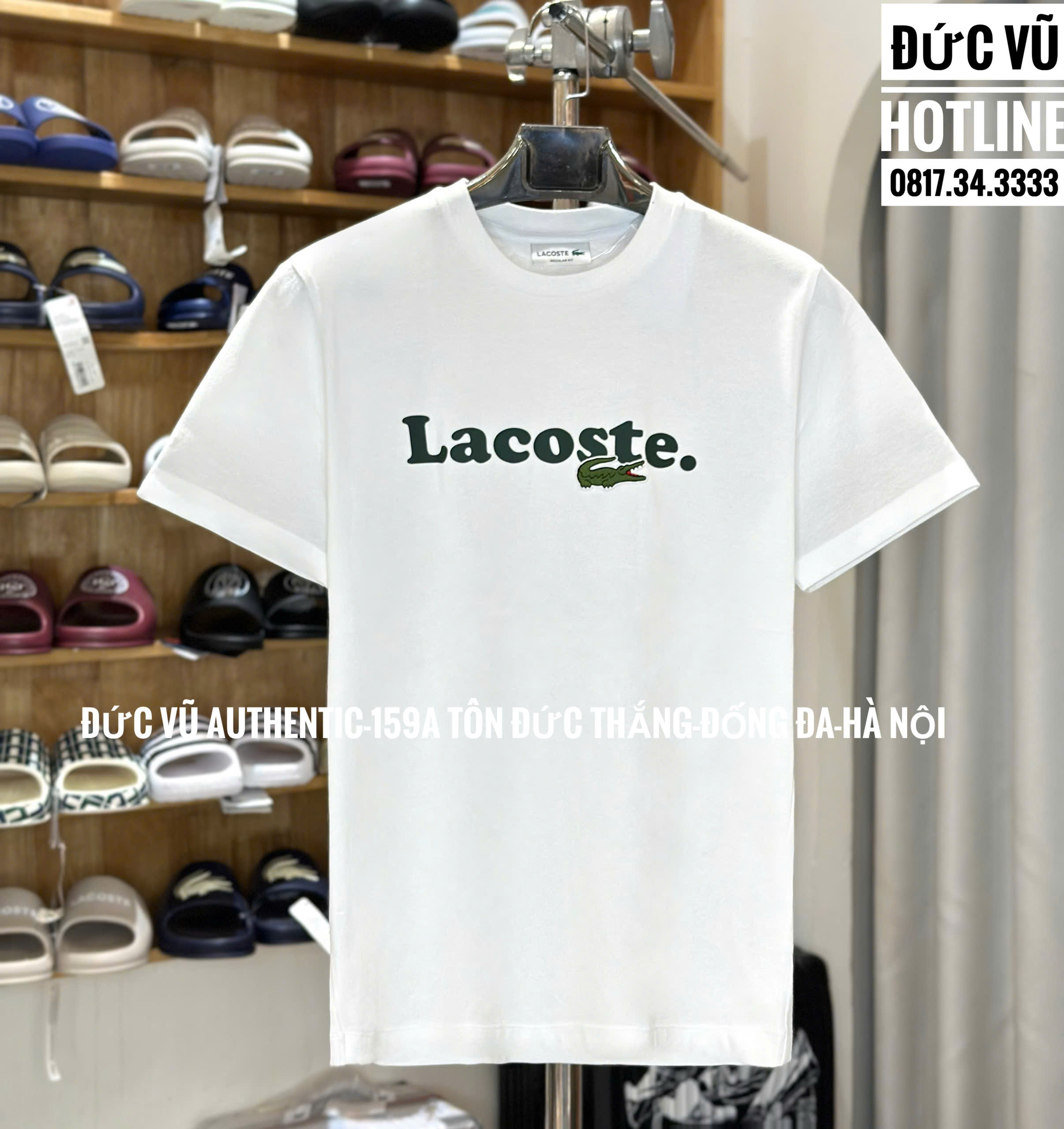 Áo thun Lacoste Logo Trắng Cổ Tròn