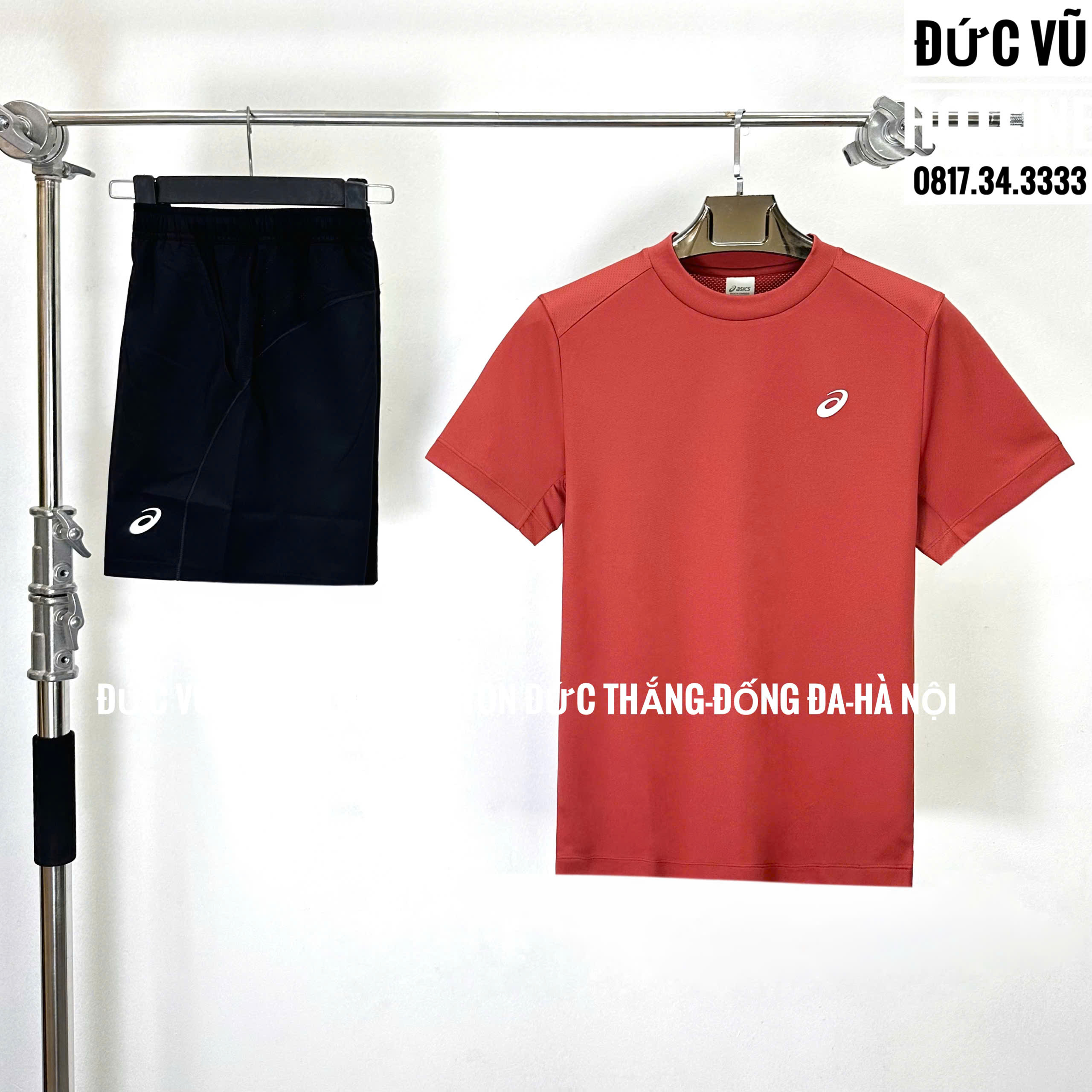 Set đồ thể thao nam ASICS đỏ đen