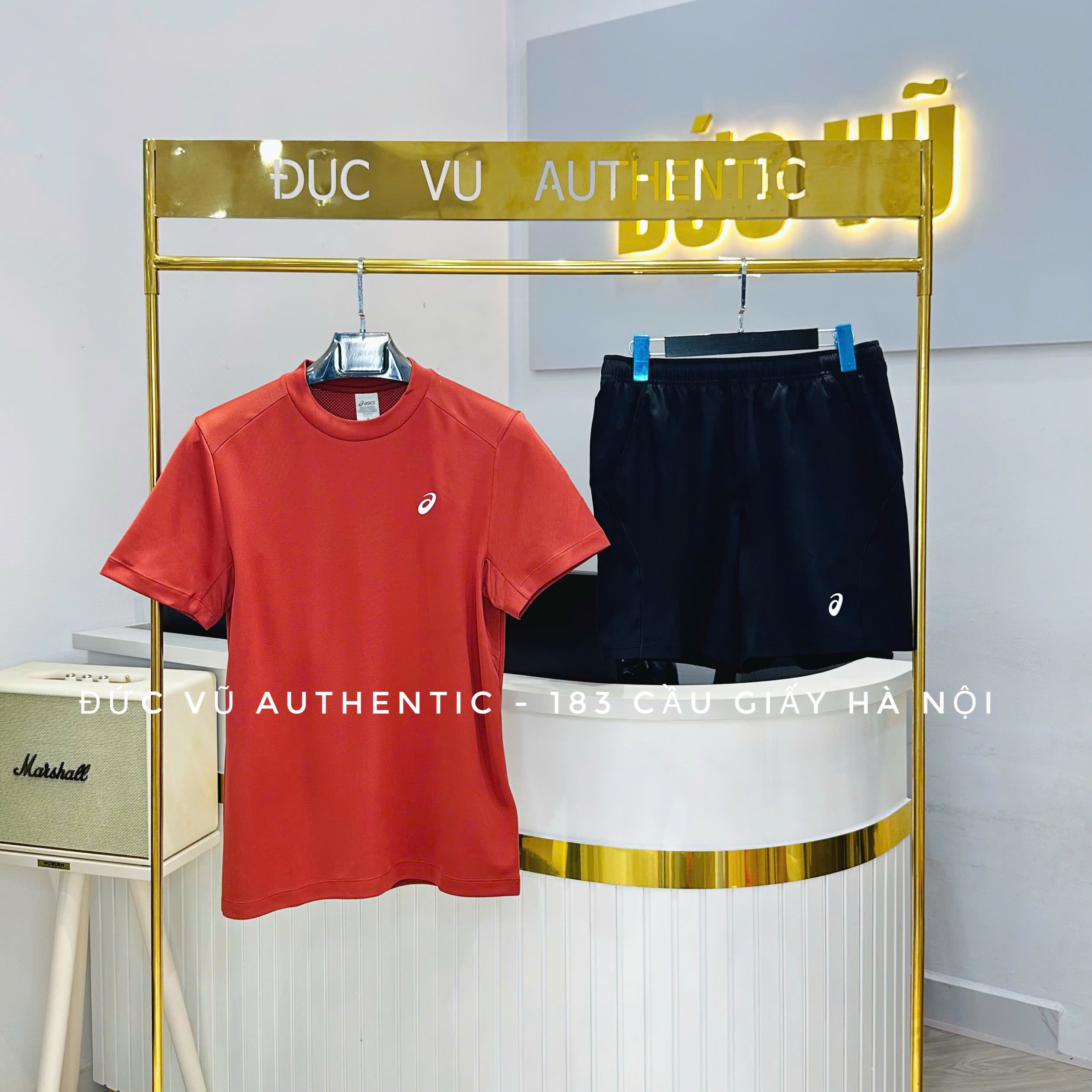 Set đồ thể thao nam ASICS đỏ đen