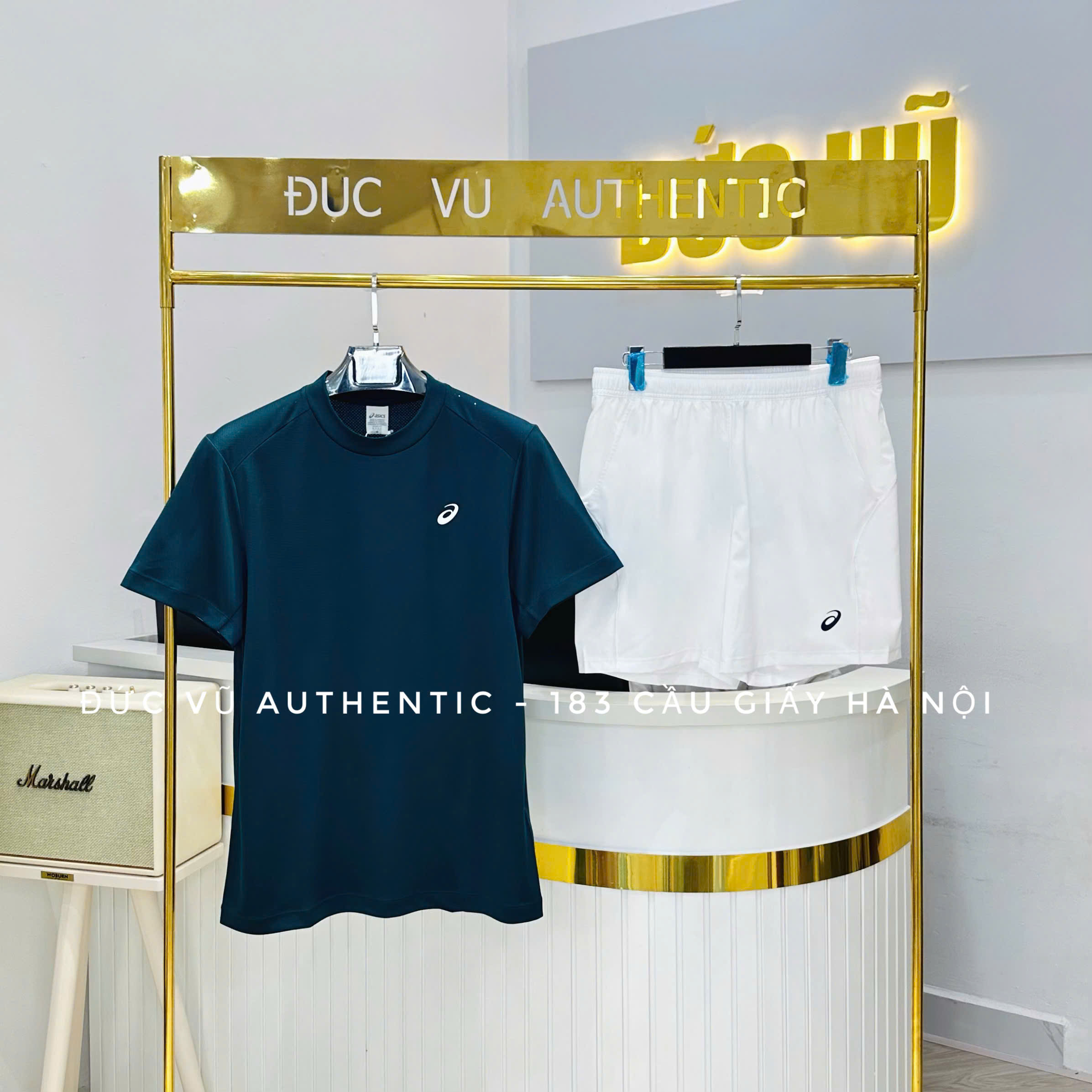 Set đồ thể thao nam ASICS xanh rêu - trắng