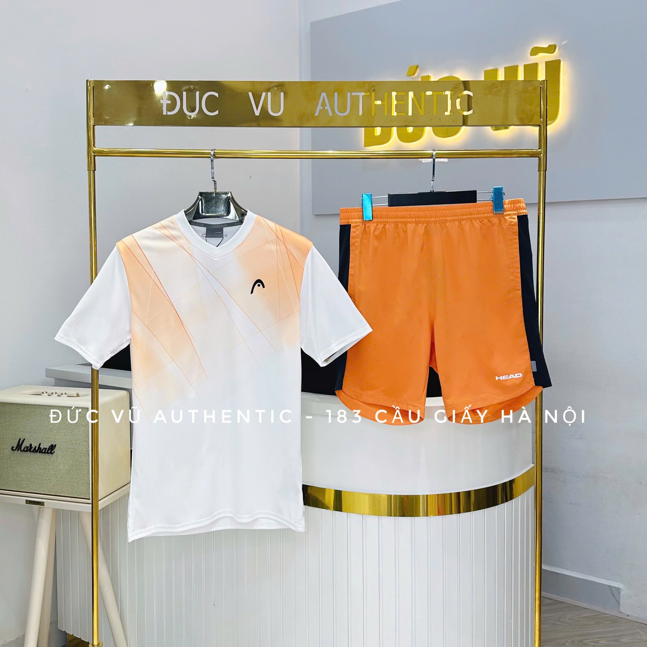 Set đồ thể thao nam HEAD trắng – cam