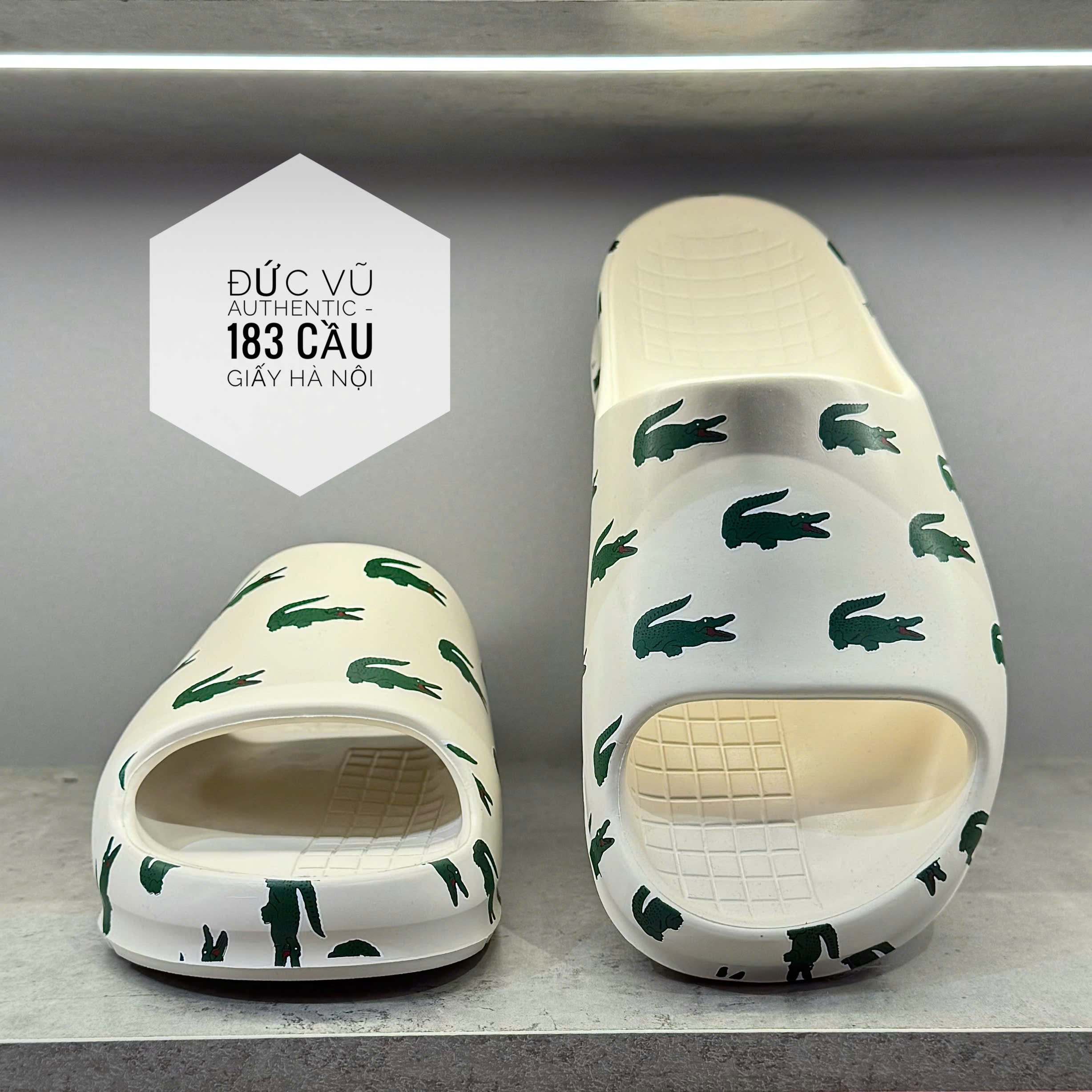 Dép Nam Lacoste Serve Slide 2.0 Colour Pop 46CMA0043 1Y5 Màu Trắng Kem