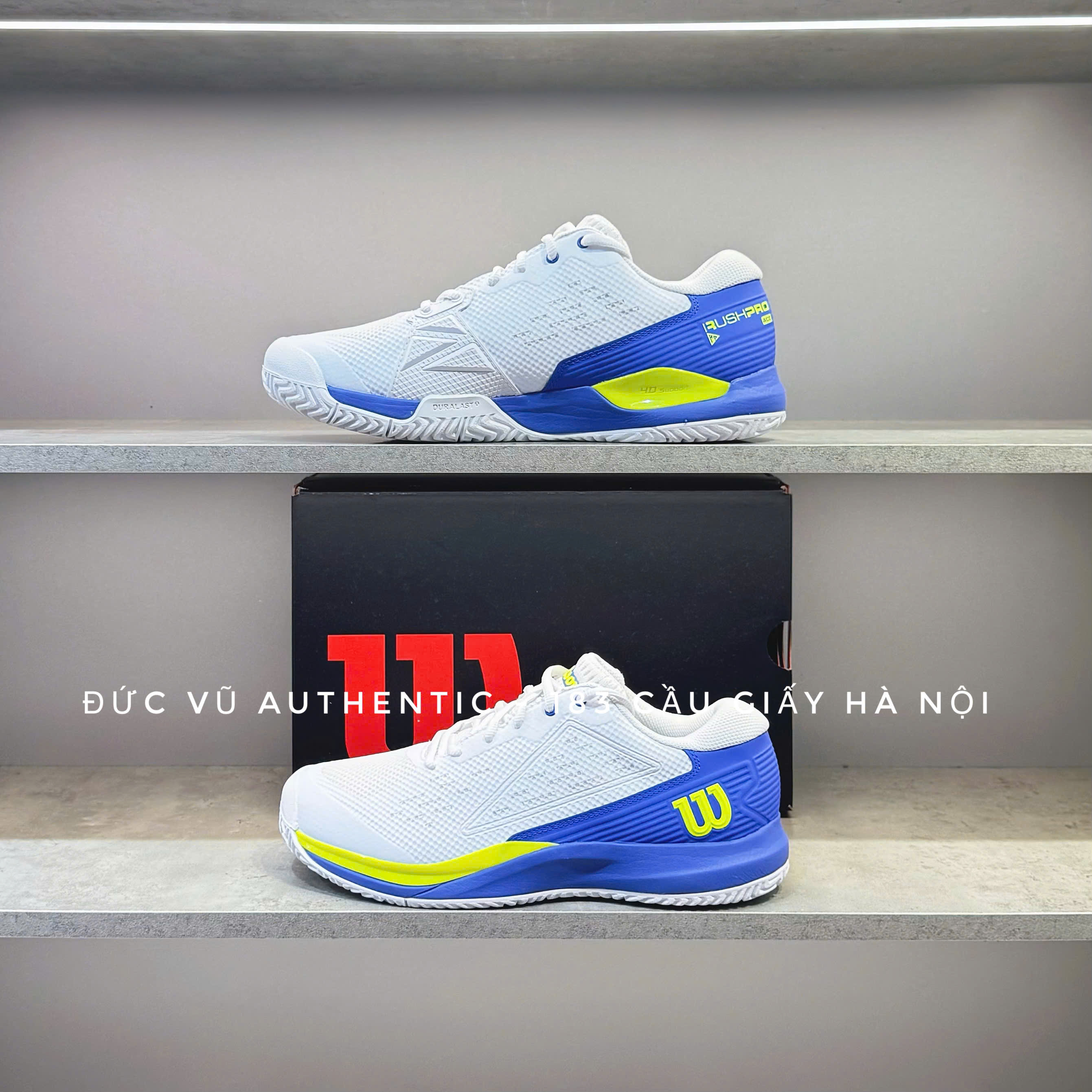 Giày tennis Wilson Rush Pro 4.0 White/Blue