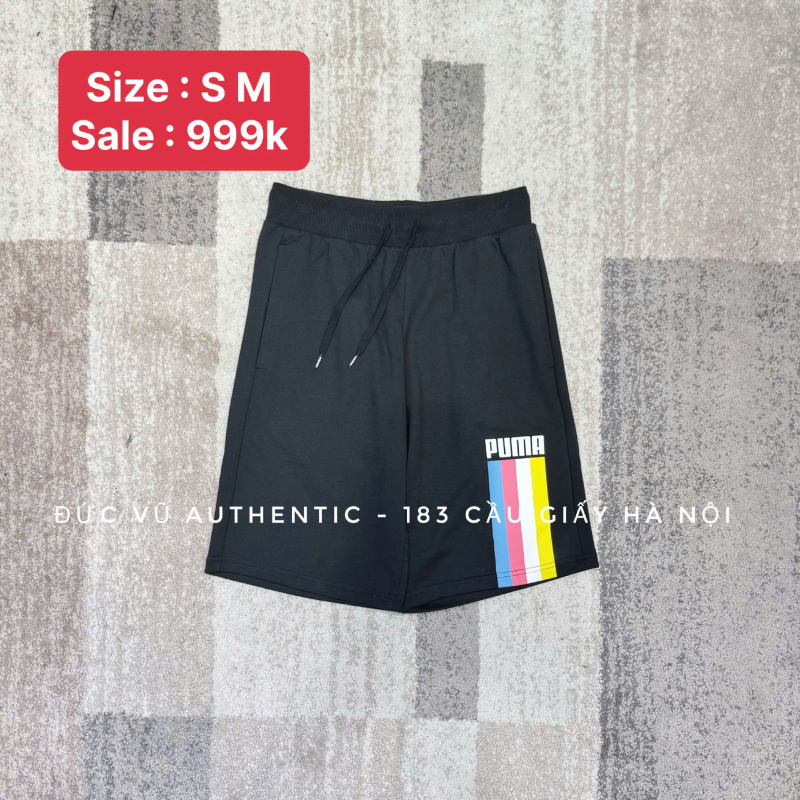 Quần short Puma đen sọc màu CMYK Graphic