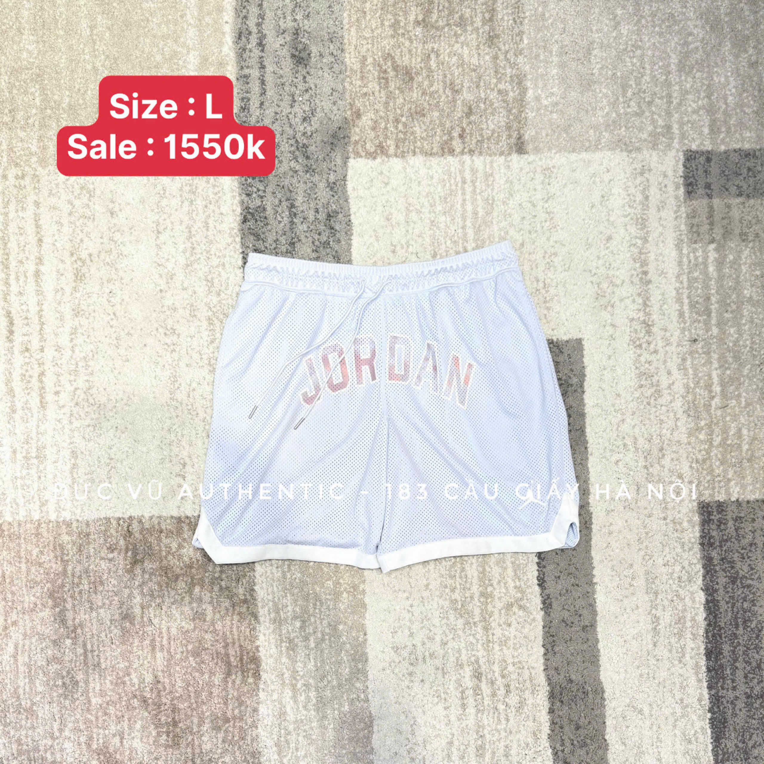 Quần short Jordan Mesh Pastel Logo – Trắng xanh nhạt