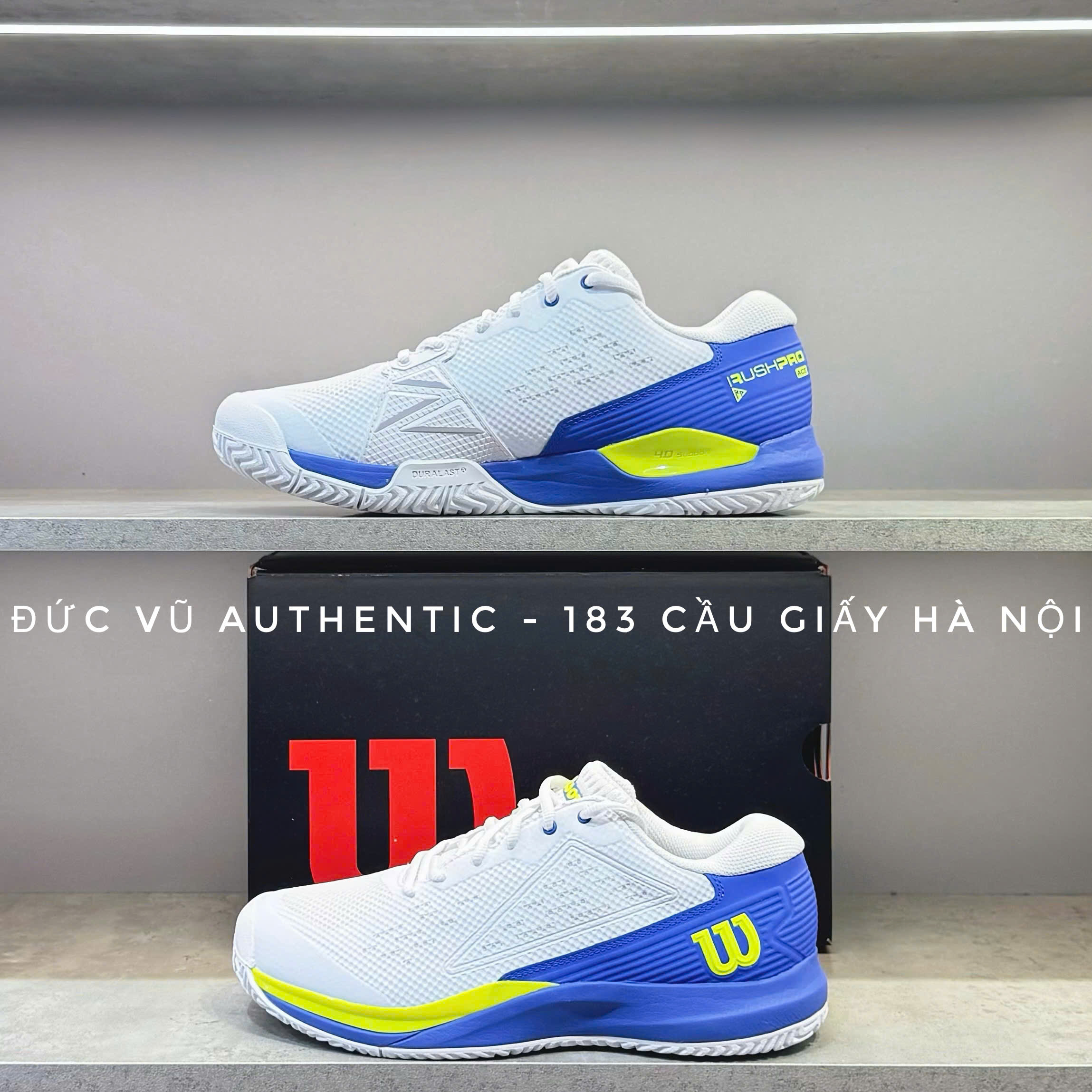 Giày tennis Wilson Rush Pro 4.0 White/Blue