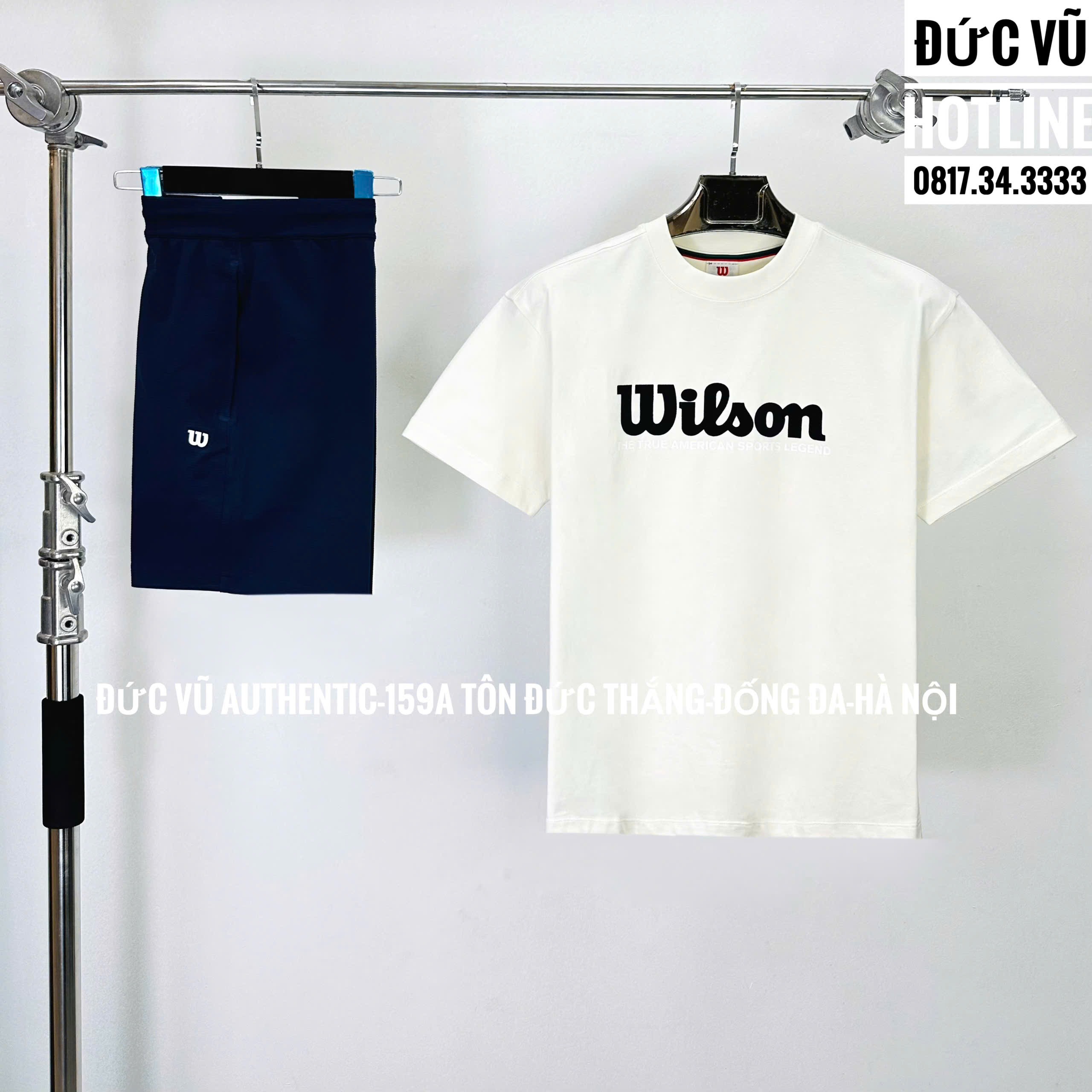 Set Wilson Basic Tee & Short – Trắng đen năng động