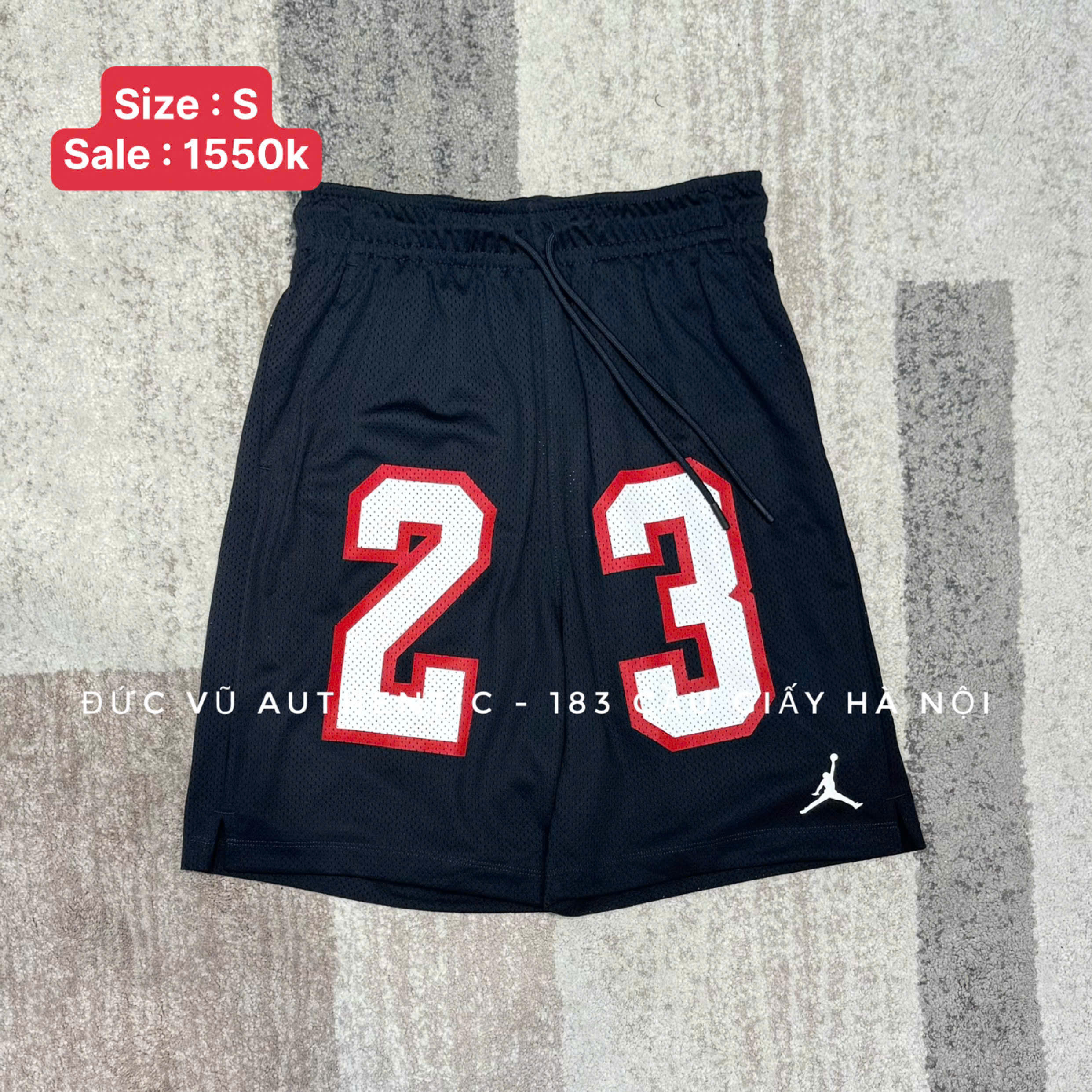 Quần thể thao Jordan Mesh Shorts 23 – Đen viền đỏ