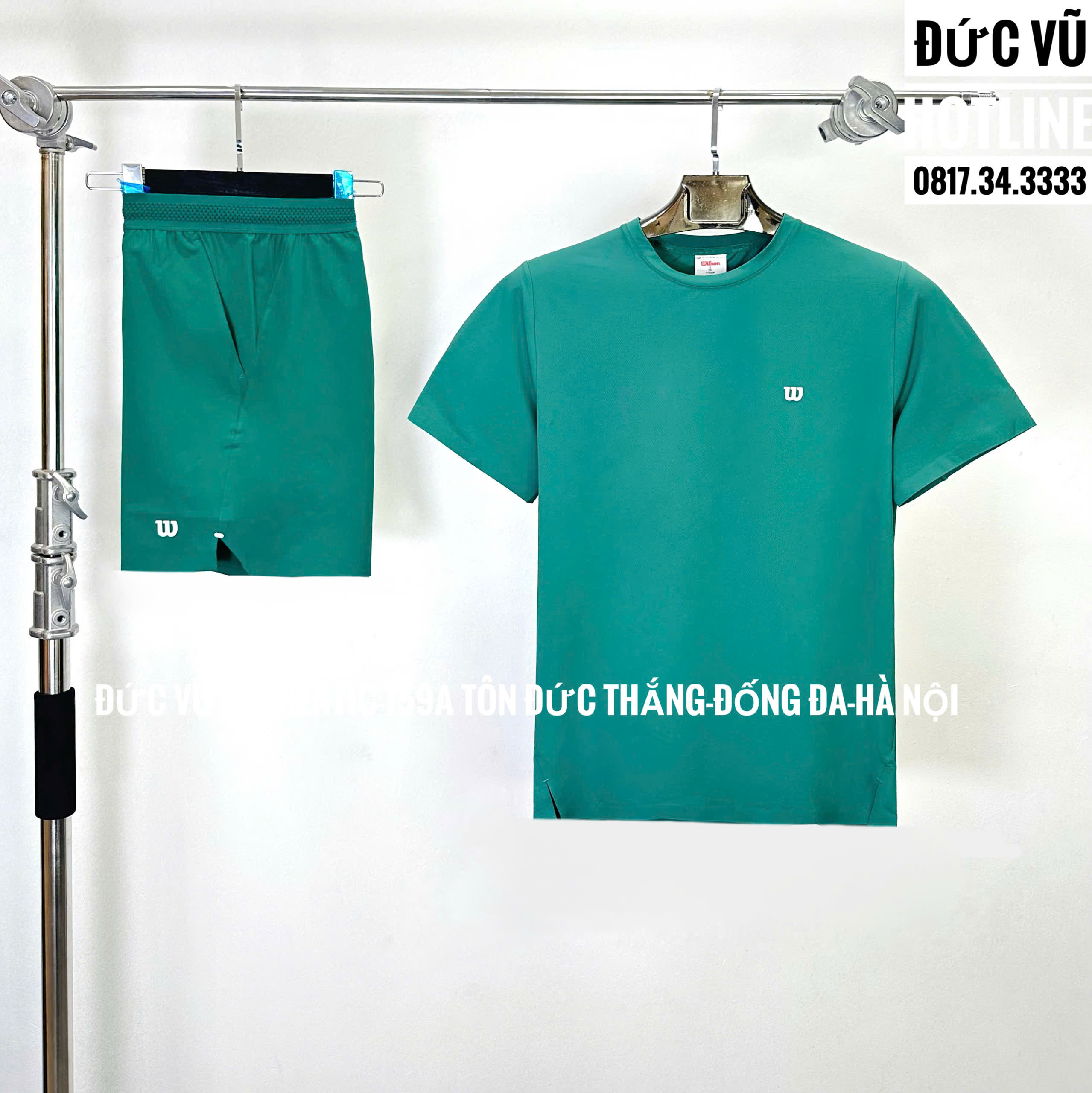Set thể thao nam Wilson xanh rêu – Áo thun basic + Quần short đồng màu