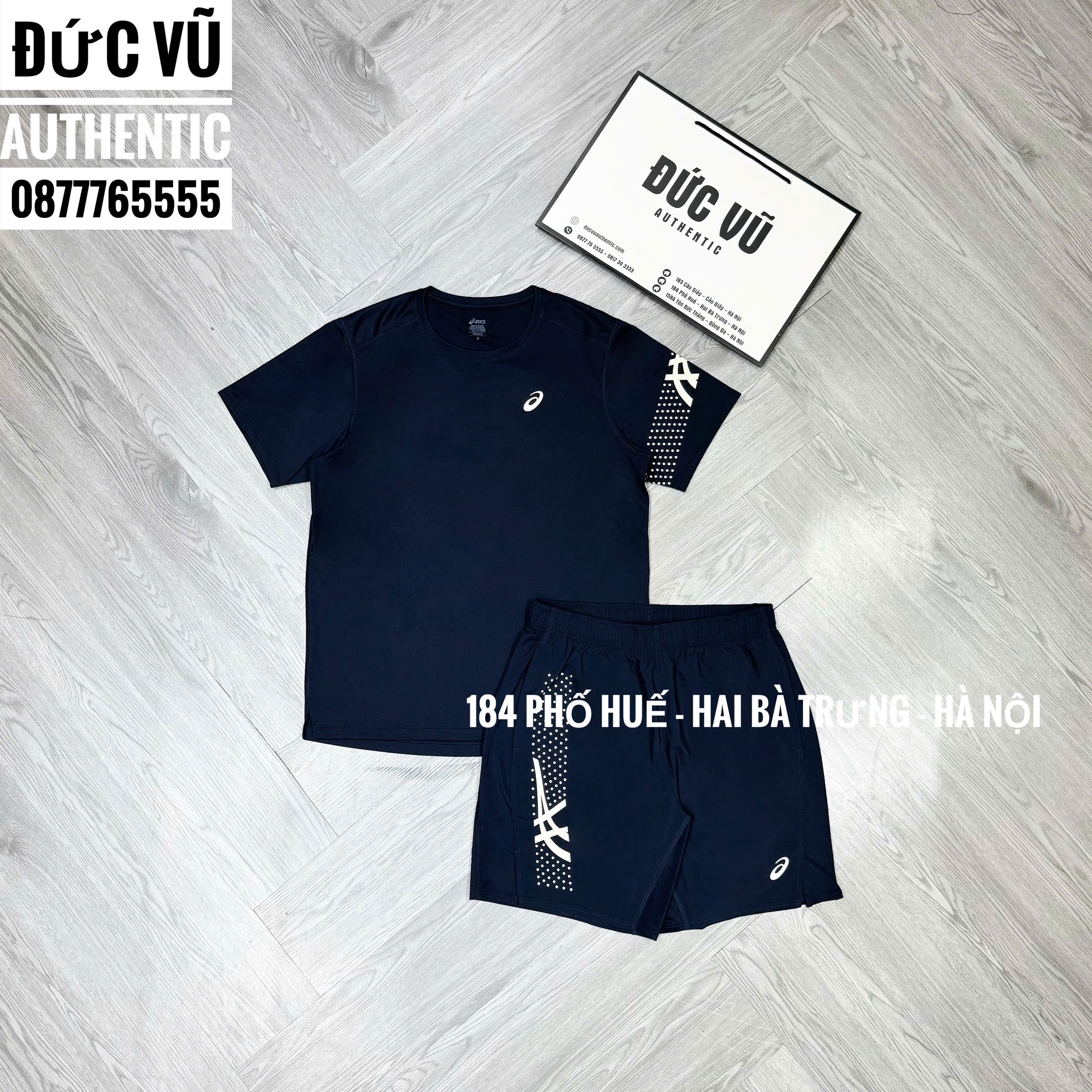 Set ASICS Navy Training Full Logo – Áo & quần thể thao nam