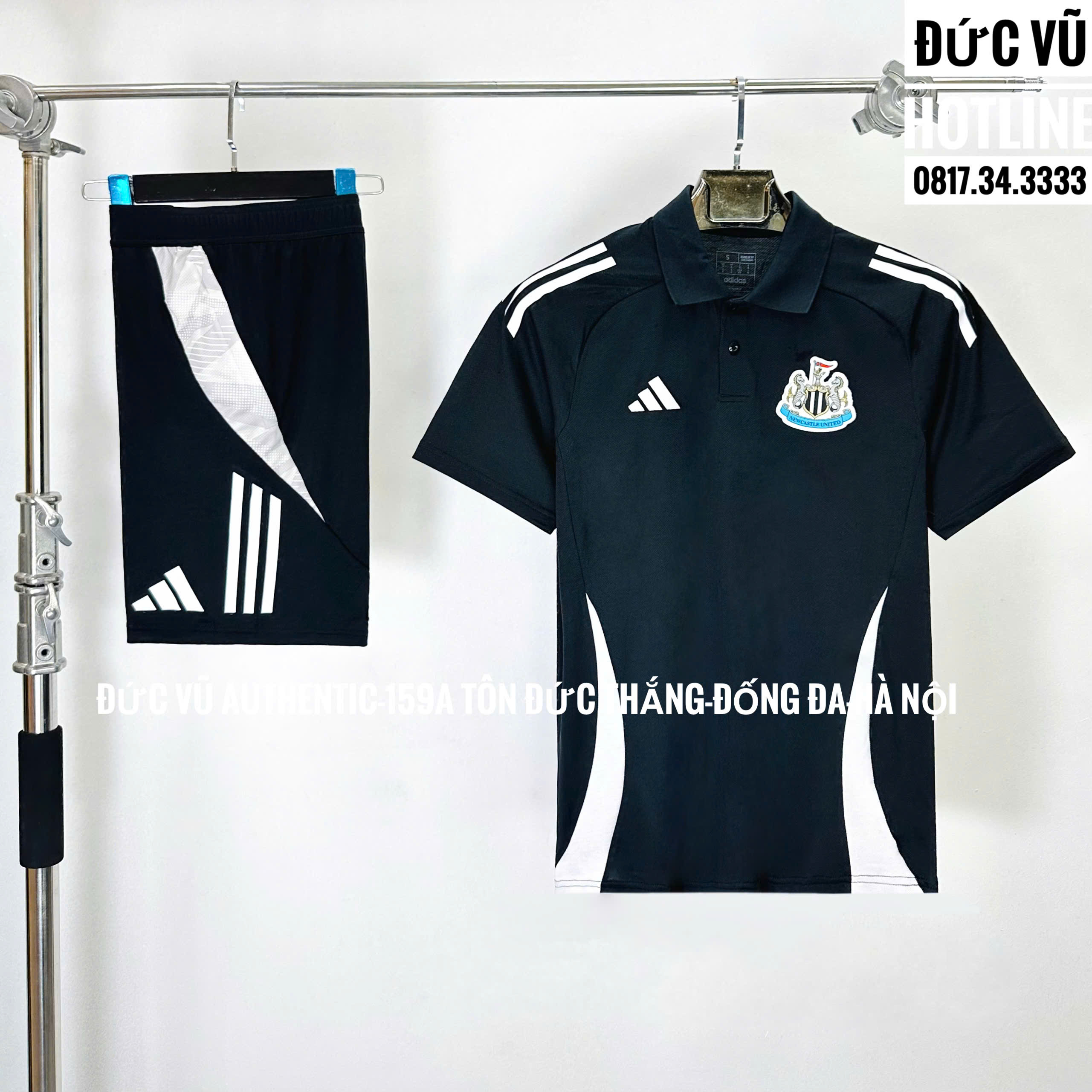 Set thể thao Newcastle United phối Adidas đen trắng